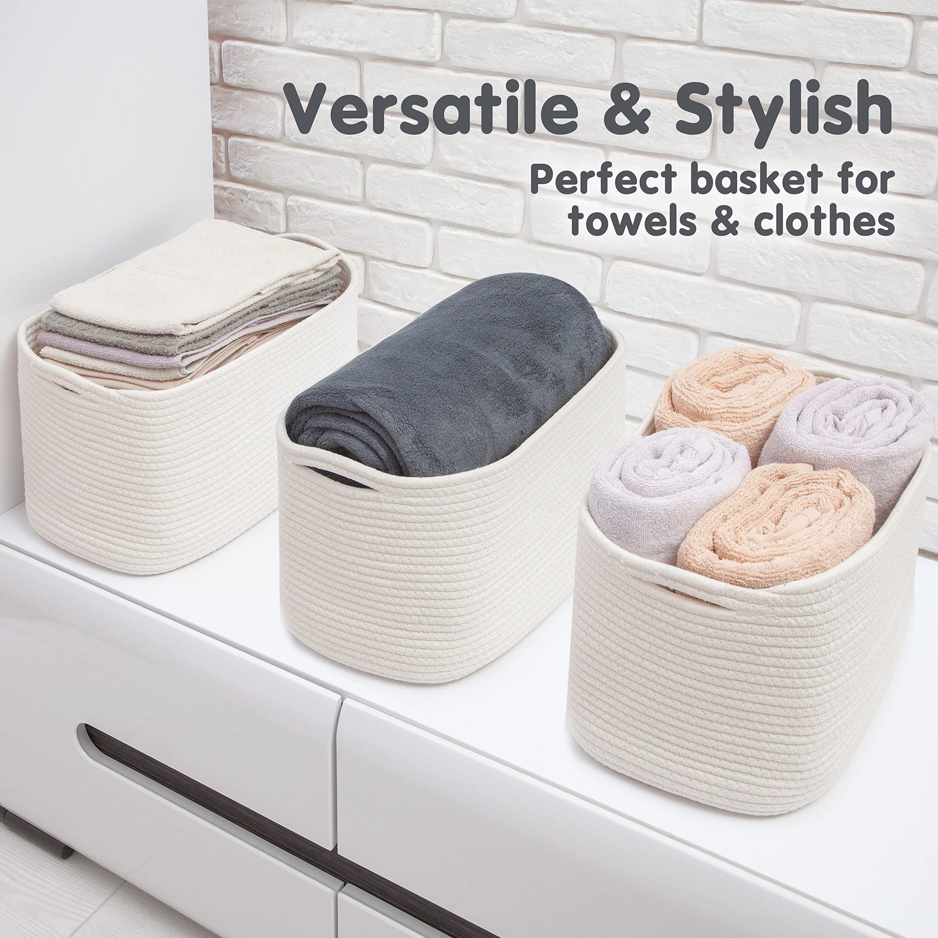 Cotton Rope Baskets for Organizing (3 Count)