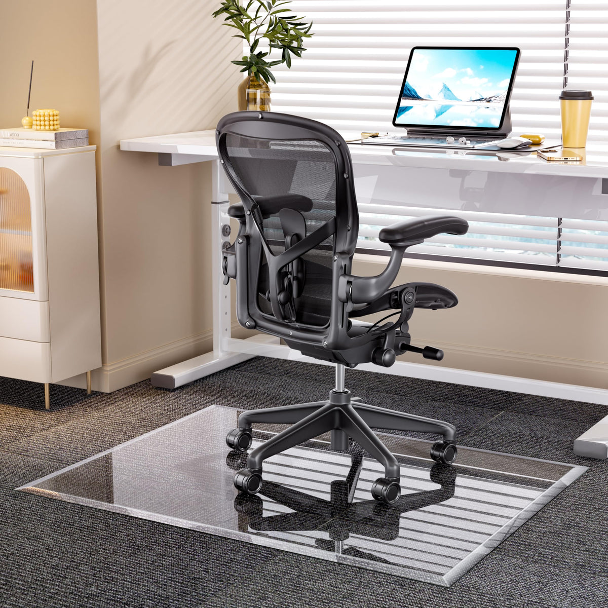 48“x36” Beveled Edge Tempered Glass Chair Mat