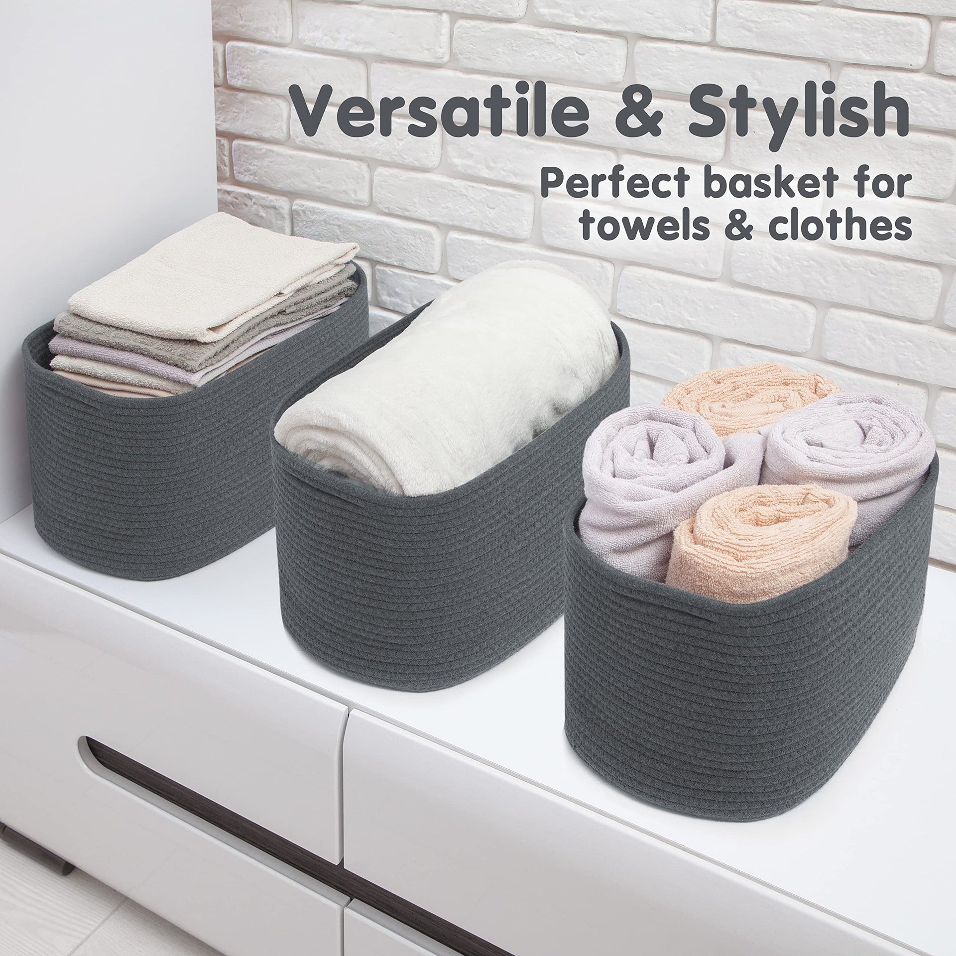 Cotton Rope Baskets for Organizing (3 Count)