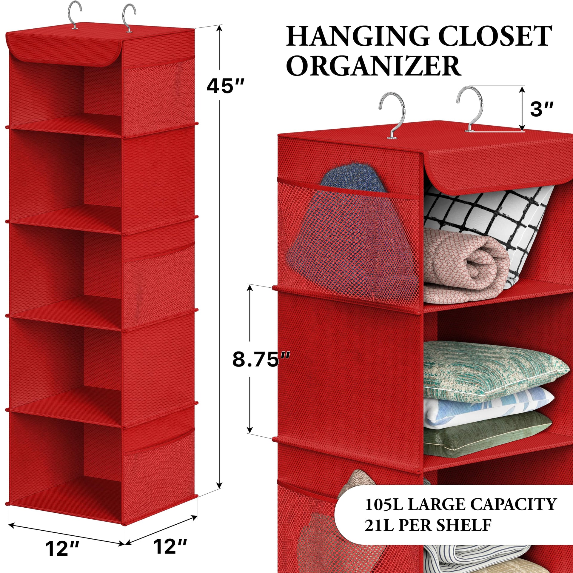 5 Shelf Hanging Closet Organizer