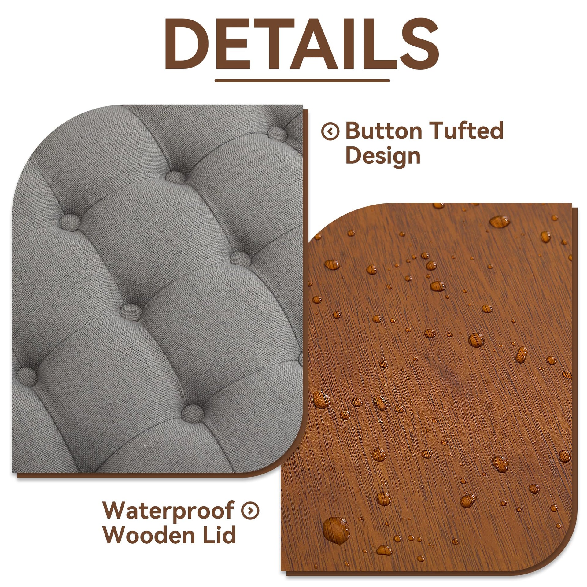 30Inch Round Storage Ottoman with Tray