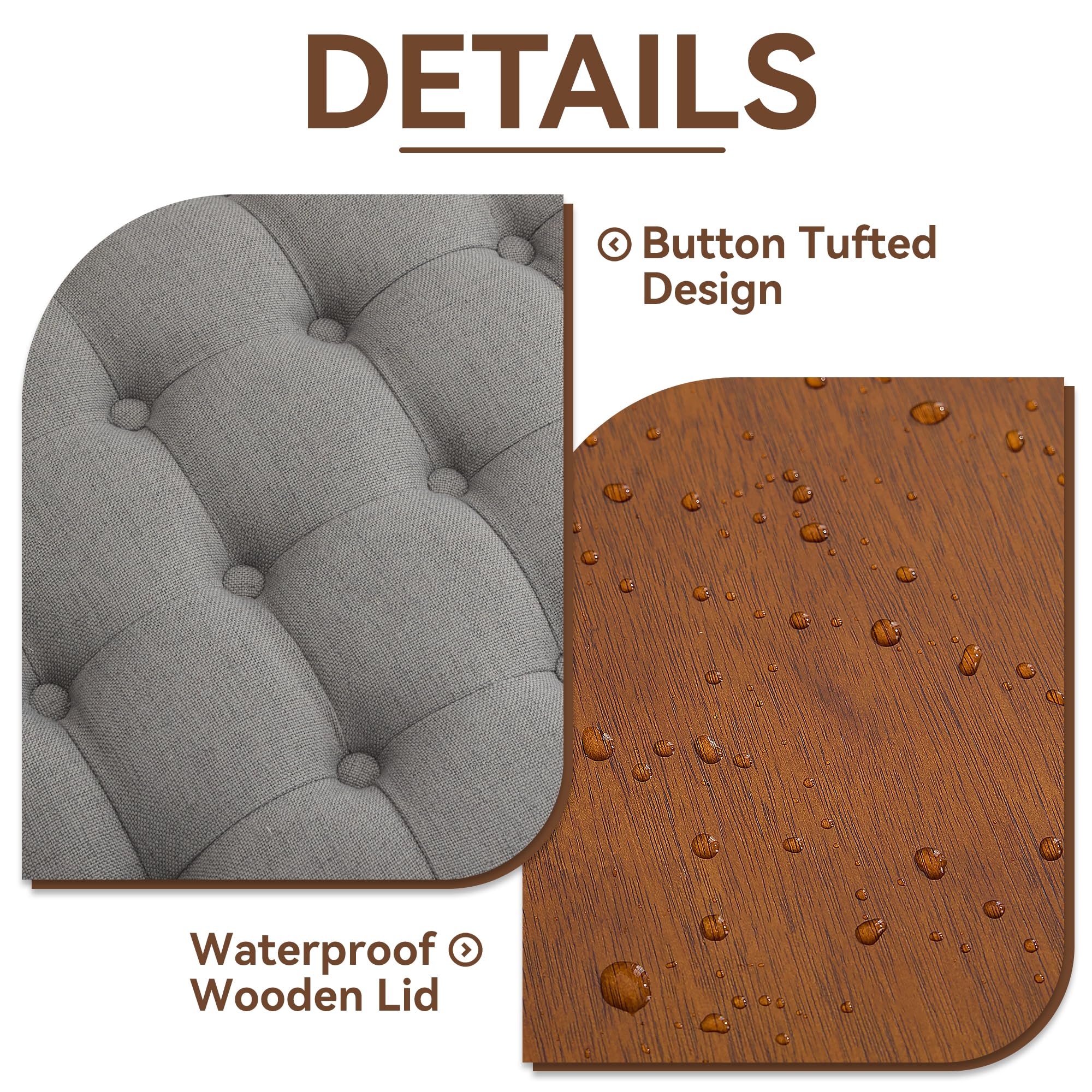 30Inch Round Storage Ottoman with Tray
