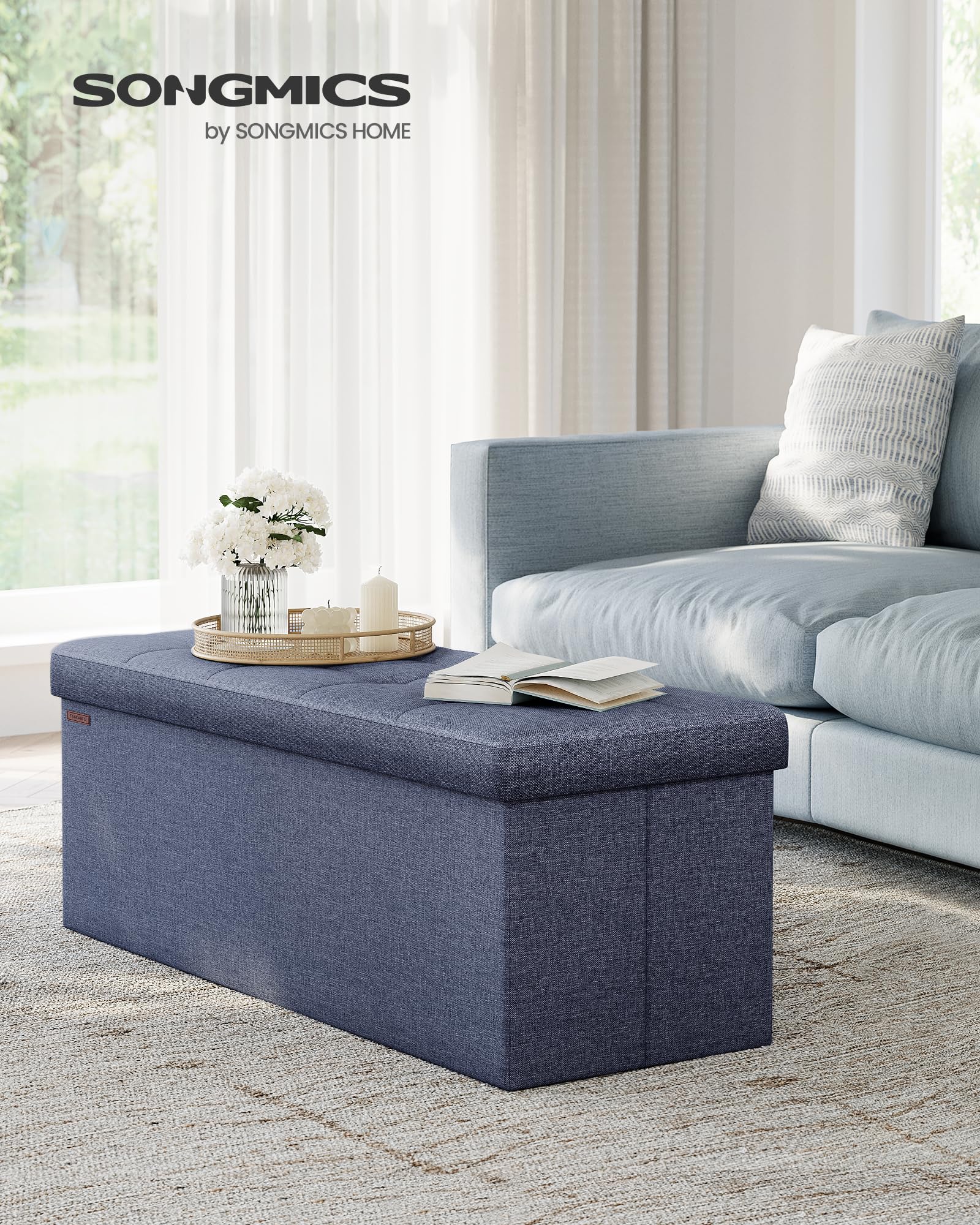 43.3 Inches Folding Storage Ottoman Bench