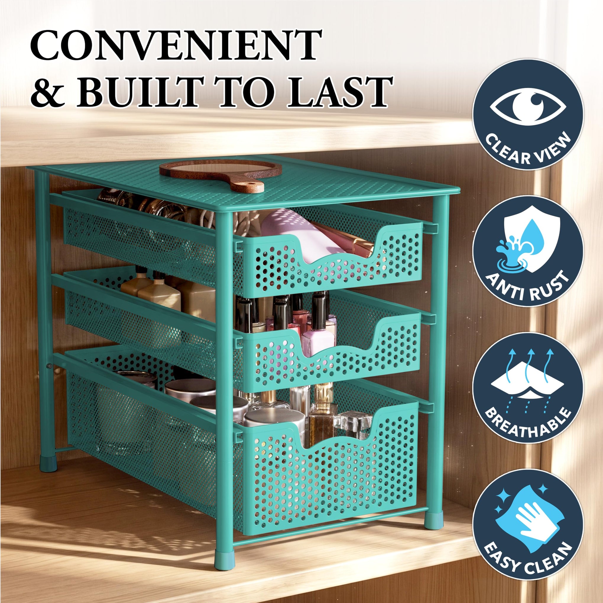 Stackable 3 Tier Slide Basket Organizer Drawer