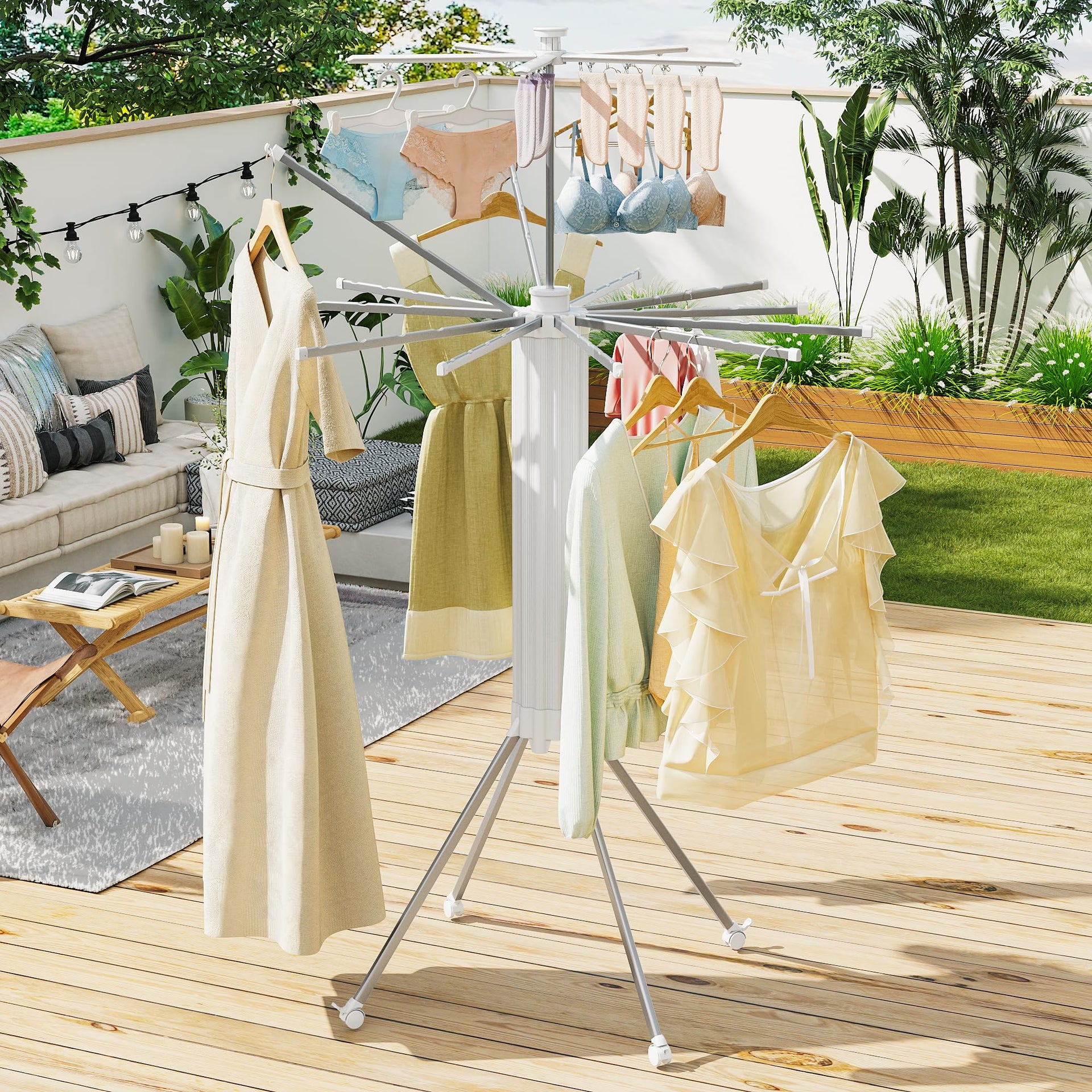4 Legs Double Layer Clothes Drying Rack