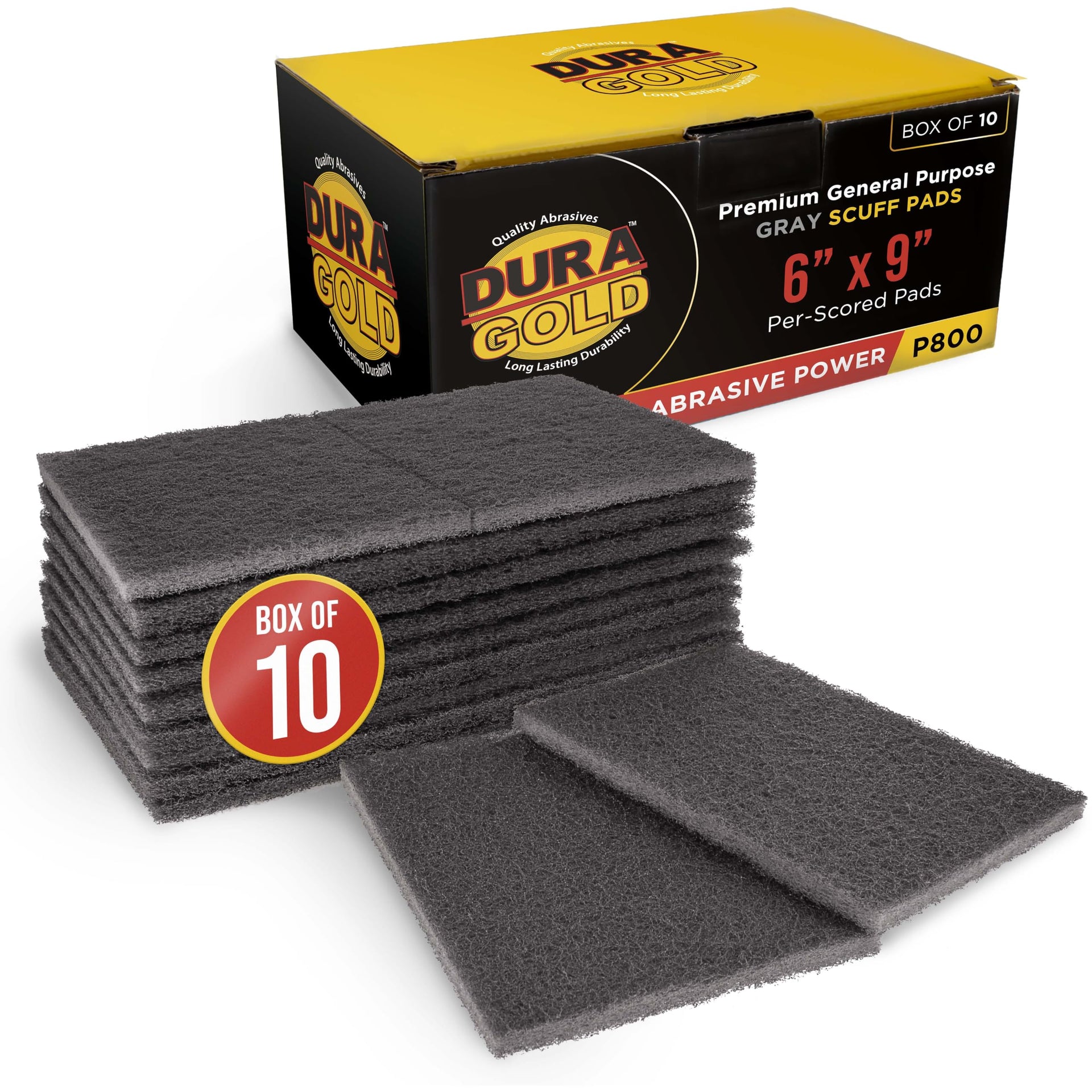 Premium 6" x 9" Gray Ultra Fine General Purpose Scuff Pads (10 Count)
