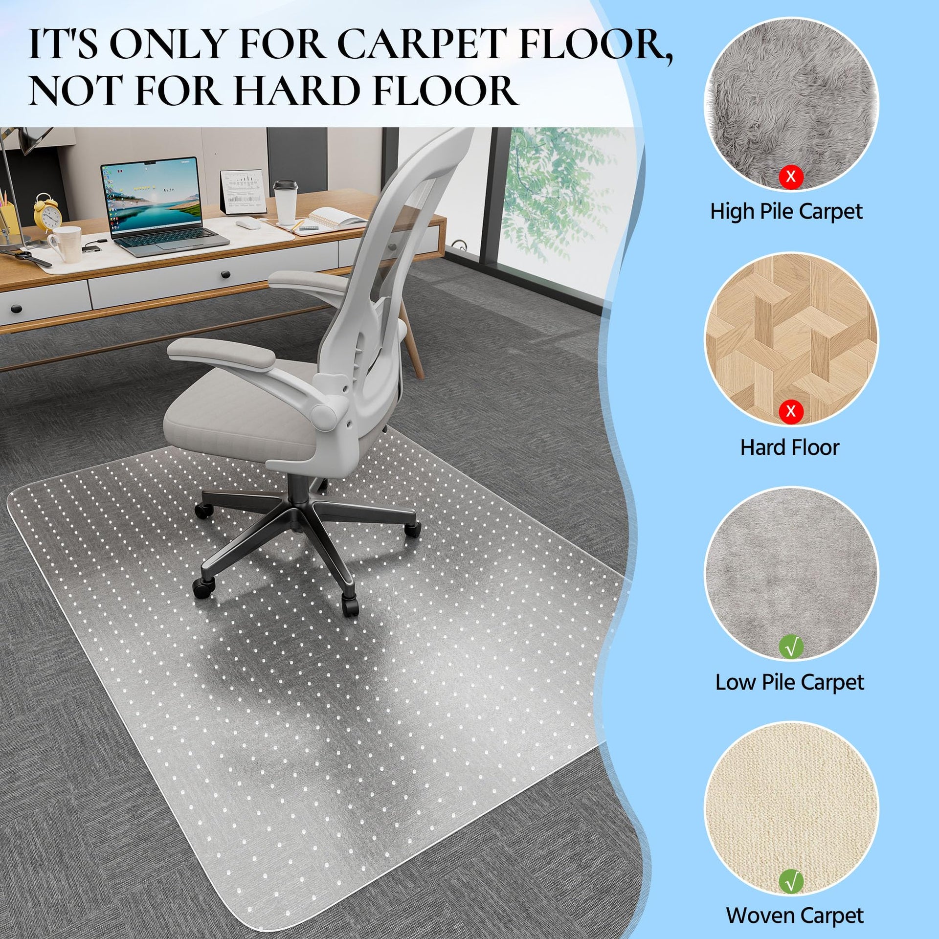 Office Chair Mat for Low Pile Carpet