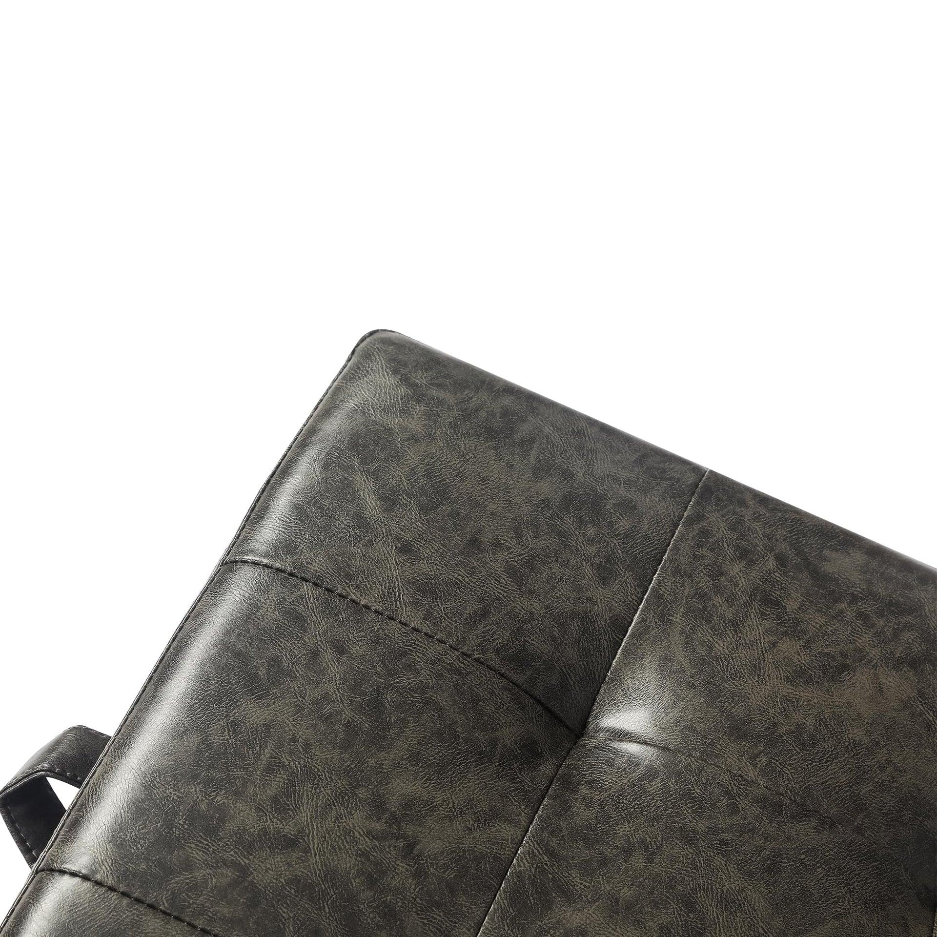 15.2" Square Faux Leather Storage Ottoman