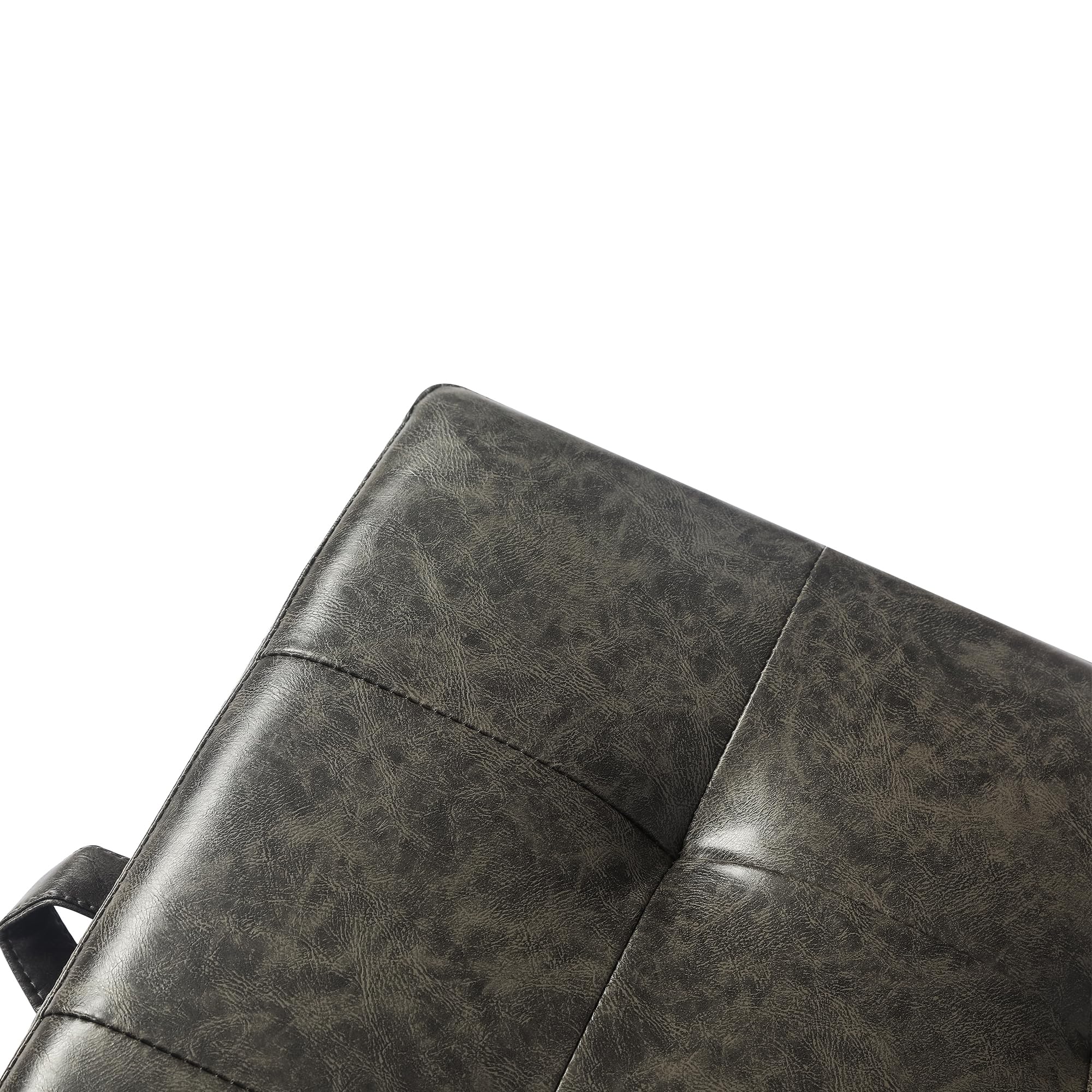 15.2" Square Faux Leather Storage Ottoman