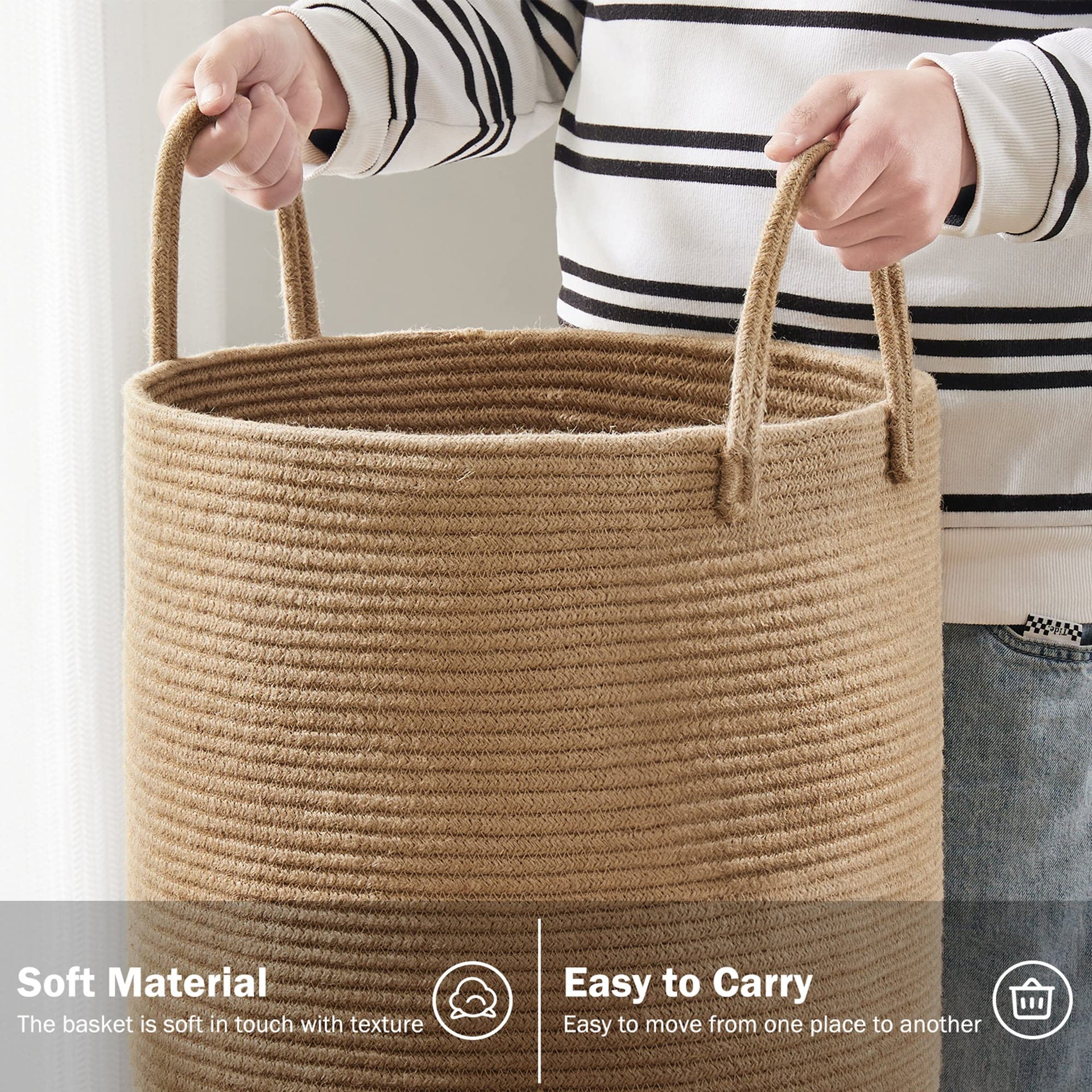 Jute Rope Laundry Hamper Basket - ModHome Supplies