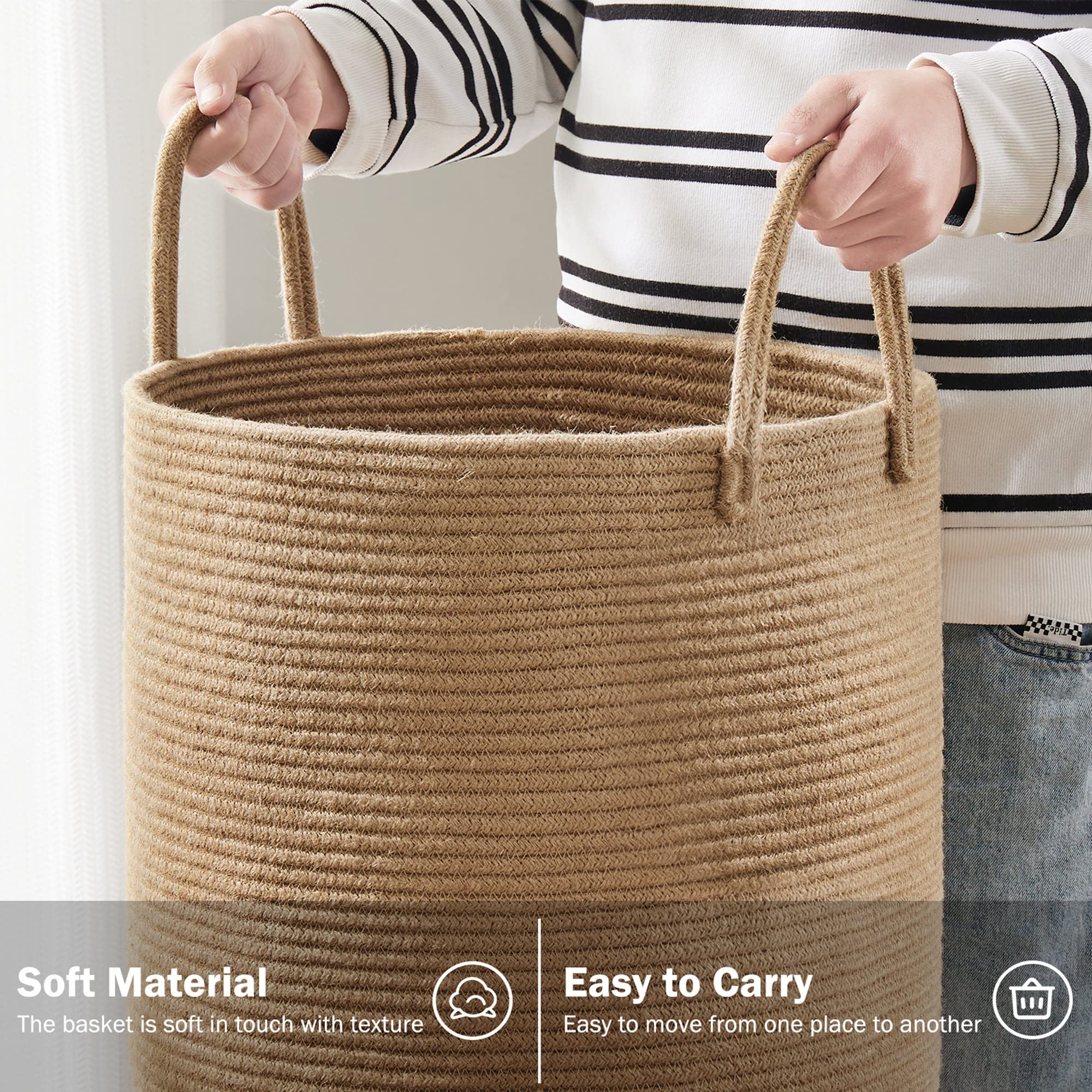 Jute Rope Laundry Hamper Basket - ModHome Supplies