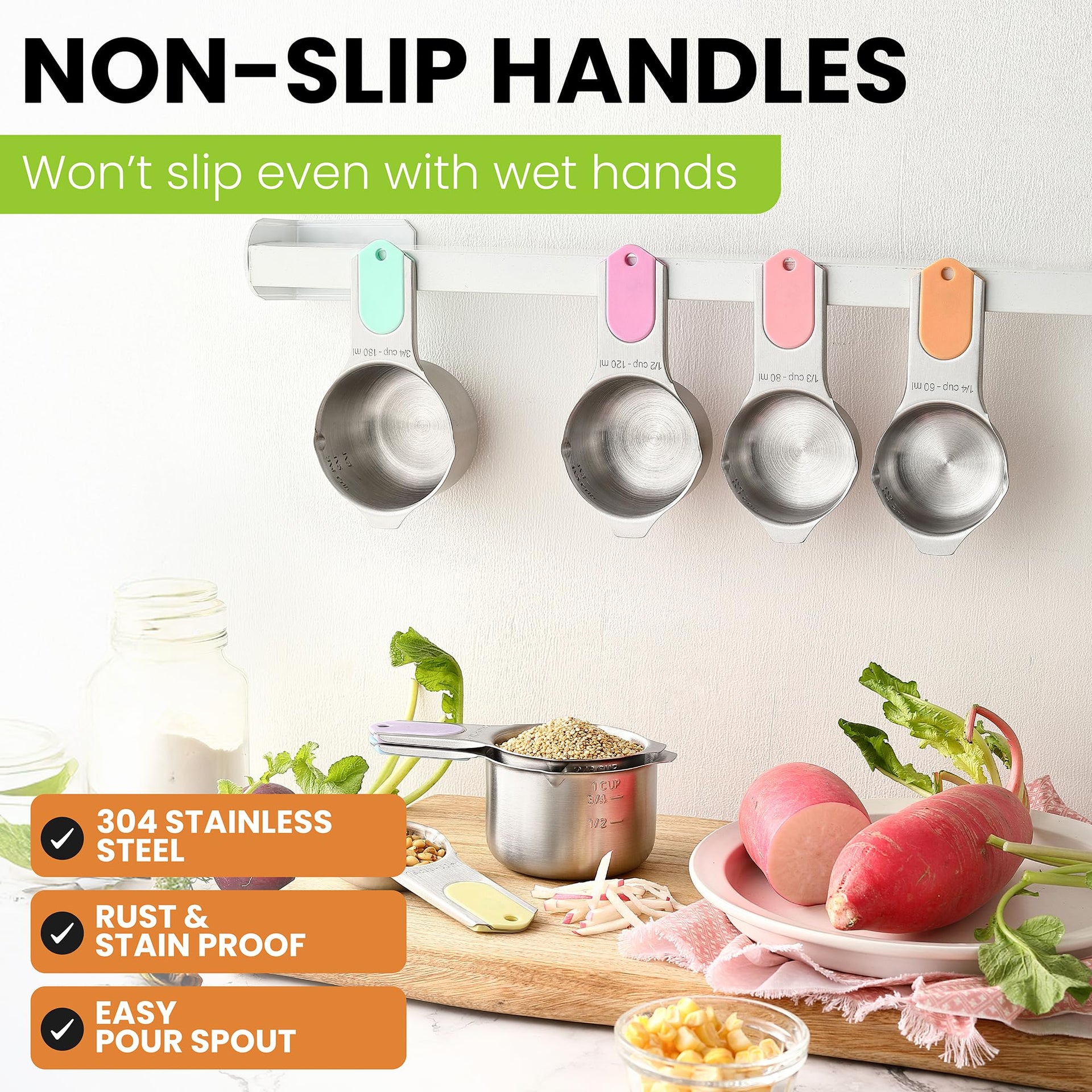 Magnetic Stainless Steel Measuring Cups Set of 7 (7 Count)