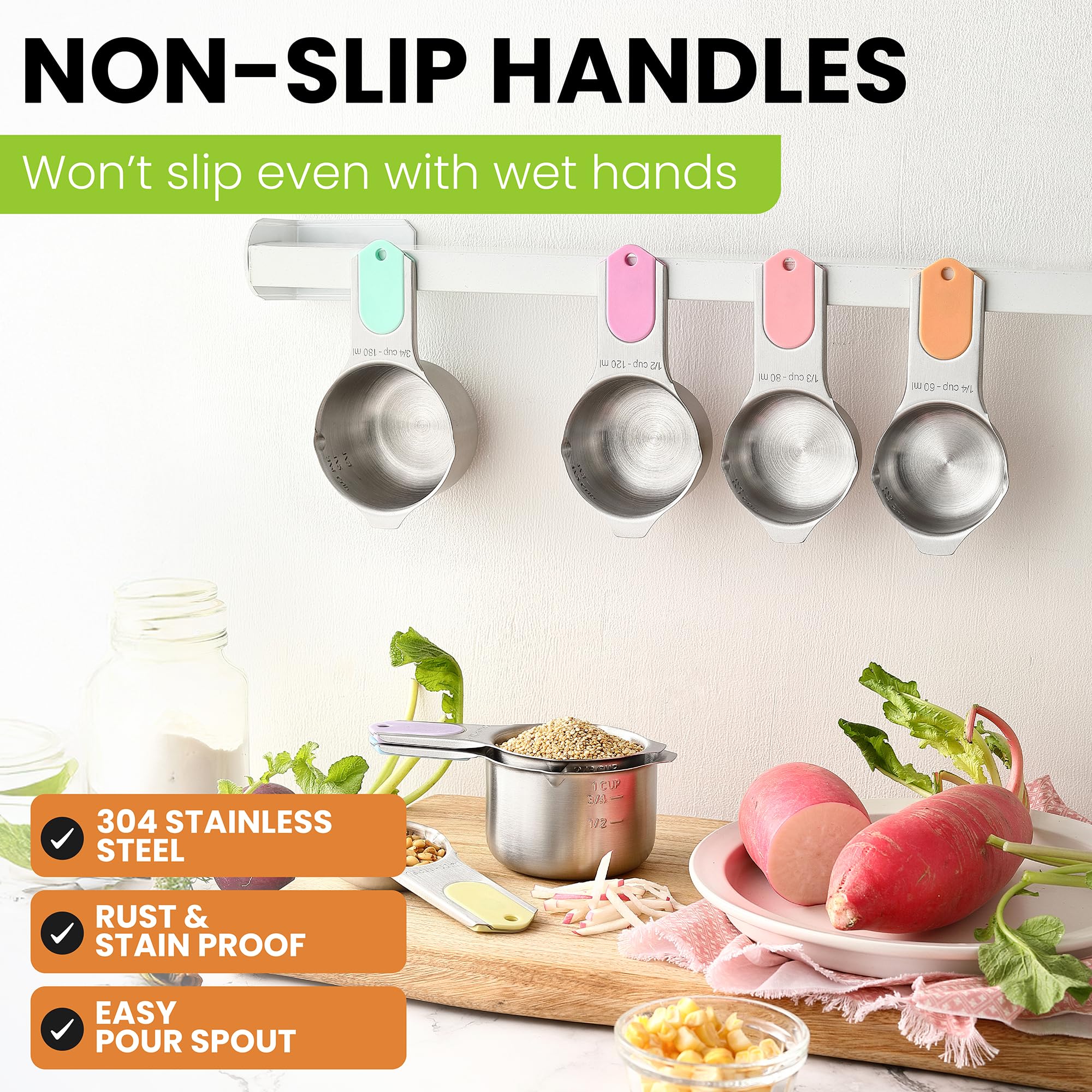 Magnetic Stainless Steel Measuring Cups Set of 7 (7 Count)