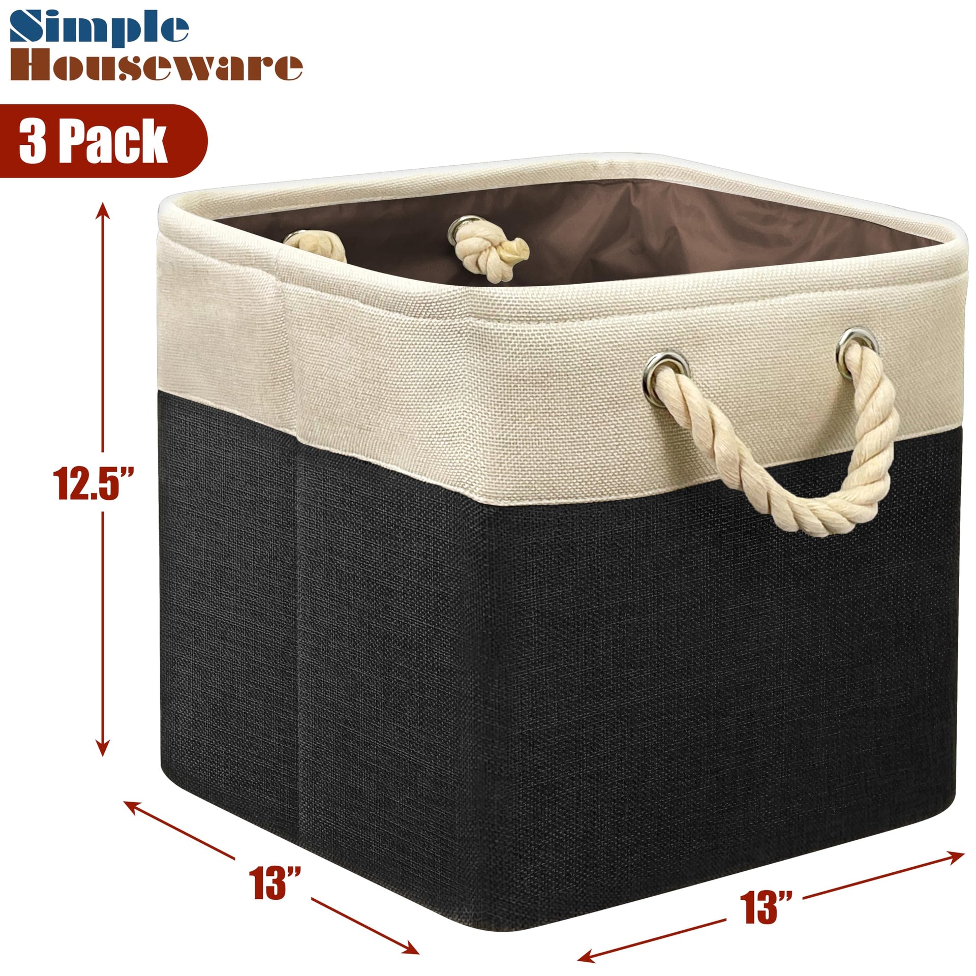 13" x 13" Large Fabric Storage Cubes (3 Count)