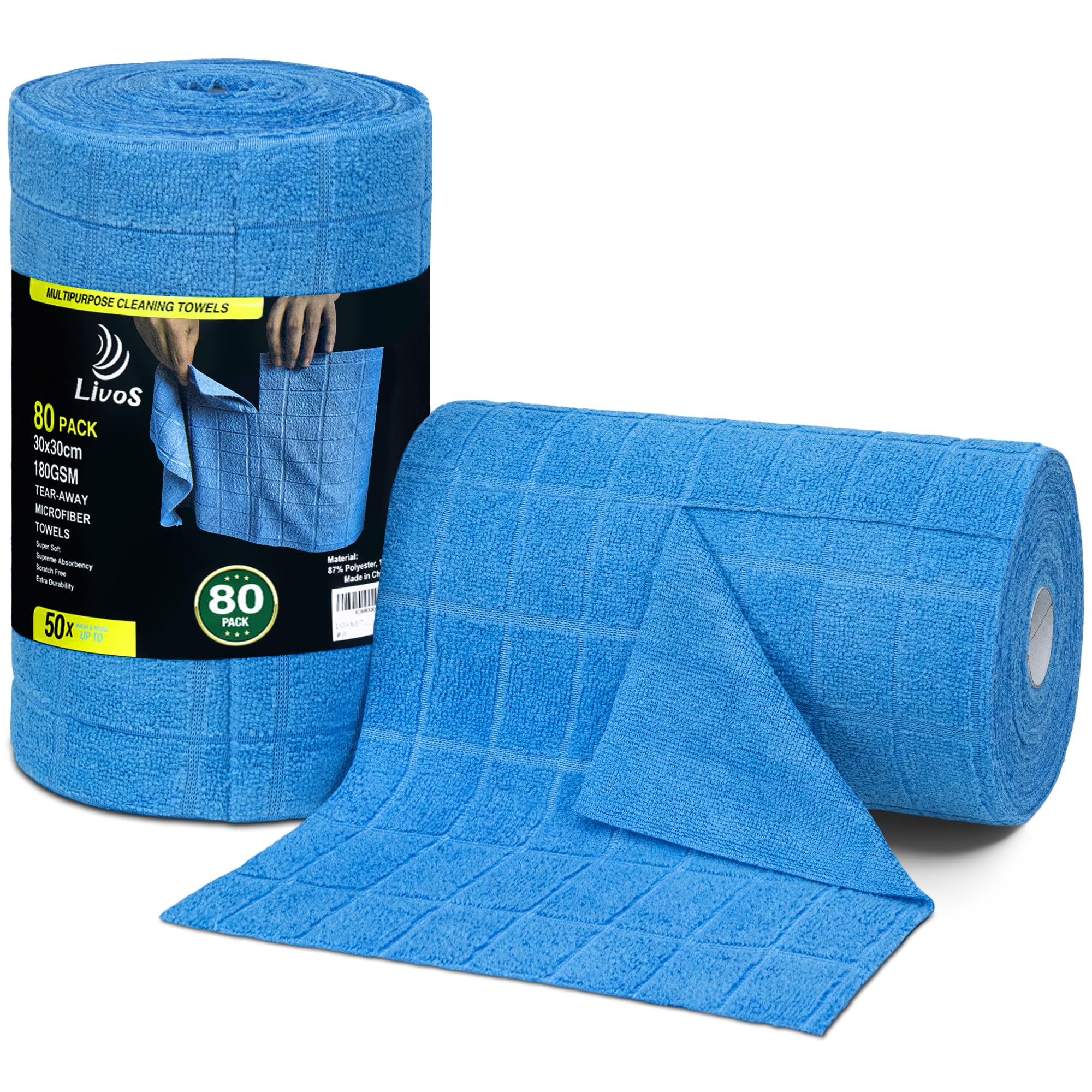 Microfiber Cleaning Cloth Roll (80 Count)