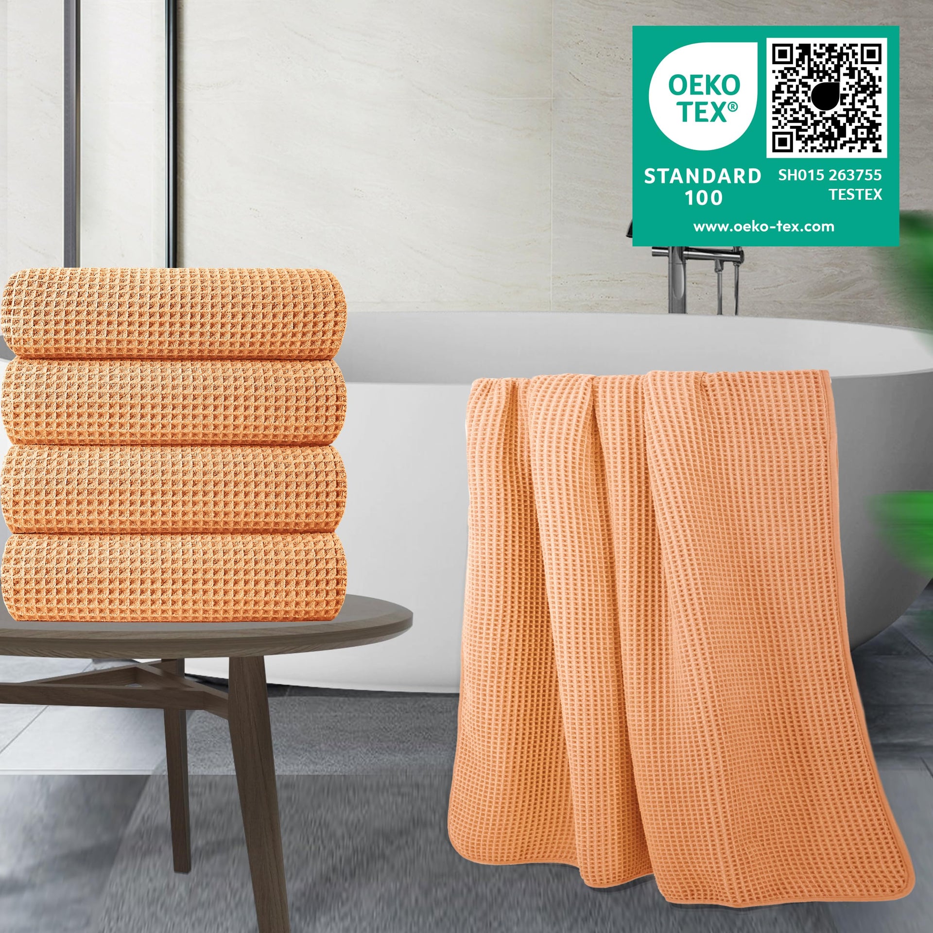 430 GSM Poly Blend Microfiber Quick Dry Waffle Bath Towel (4 Count)