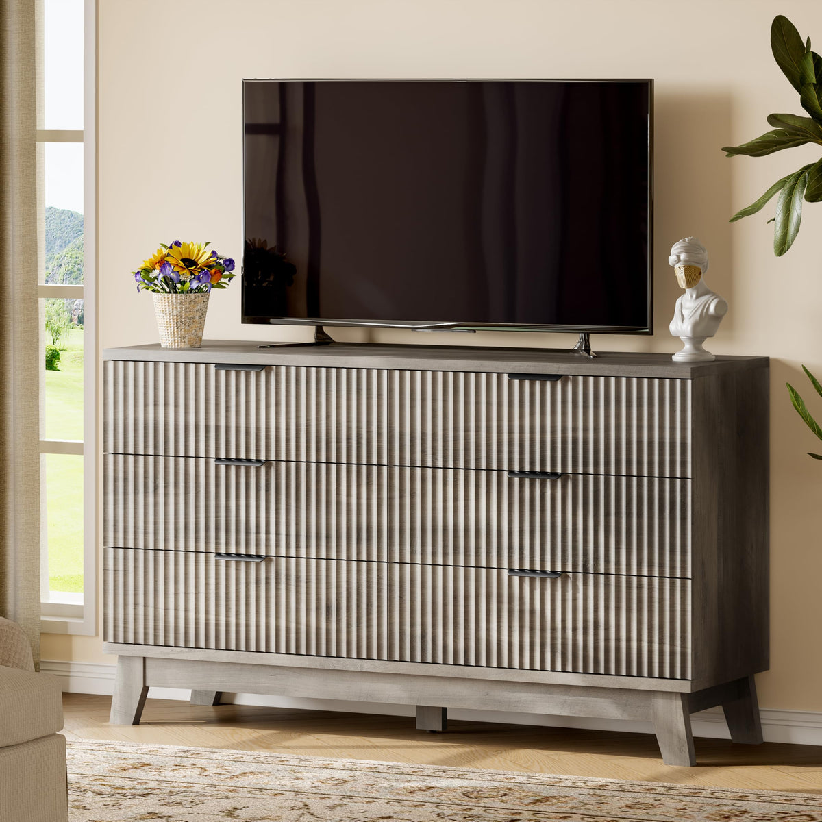 Fluted Dresser with 6 Drawers