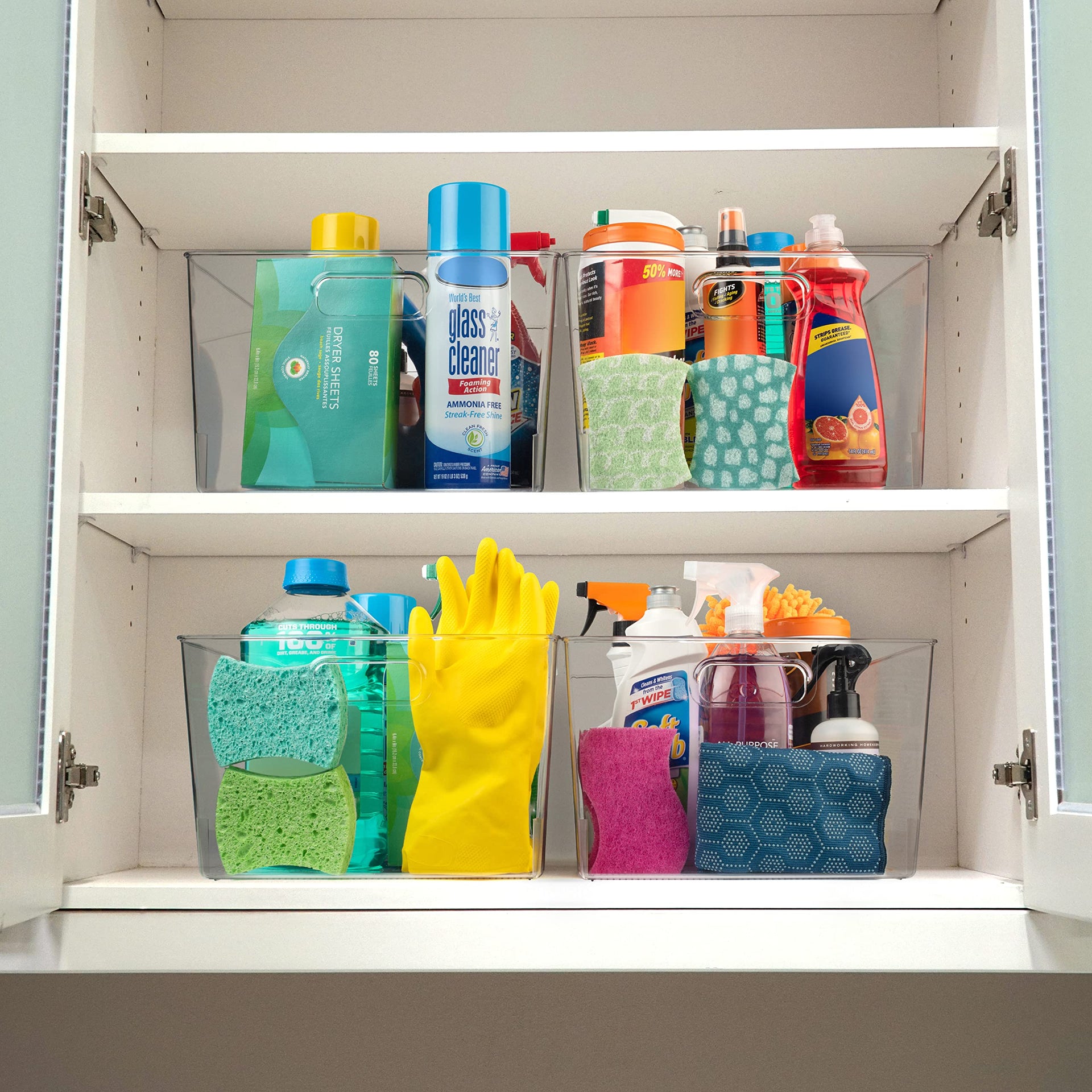 Clear Plastic Storage Bins for Kitchen (2 Count)