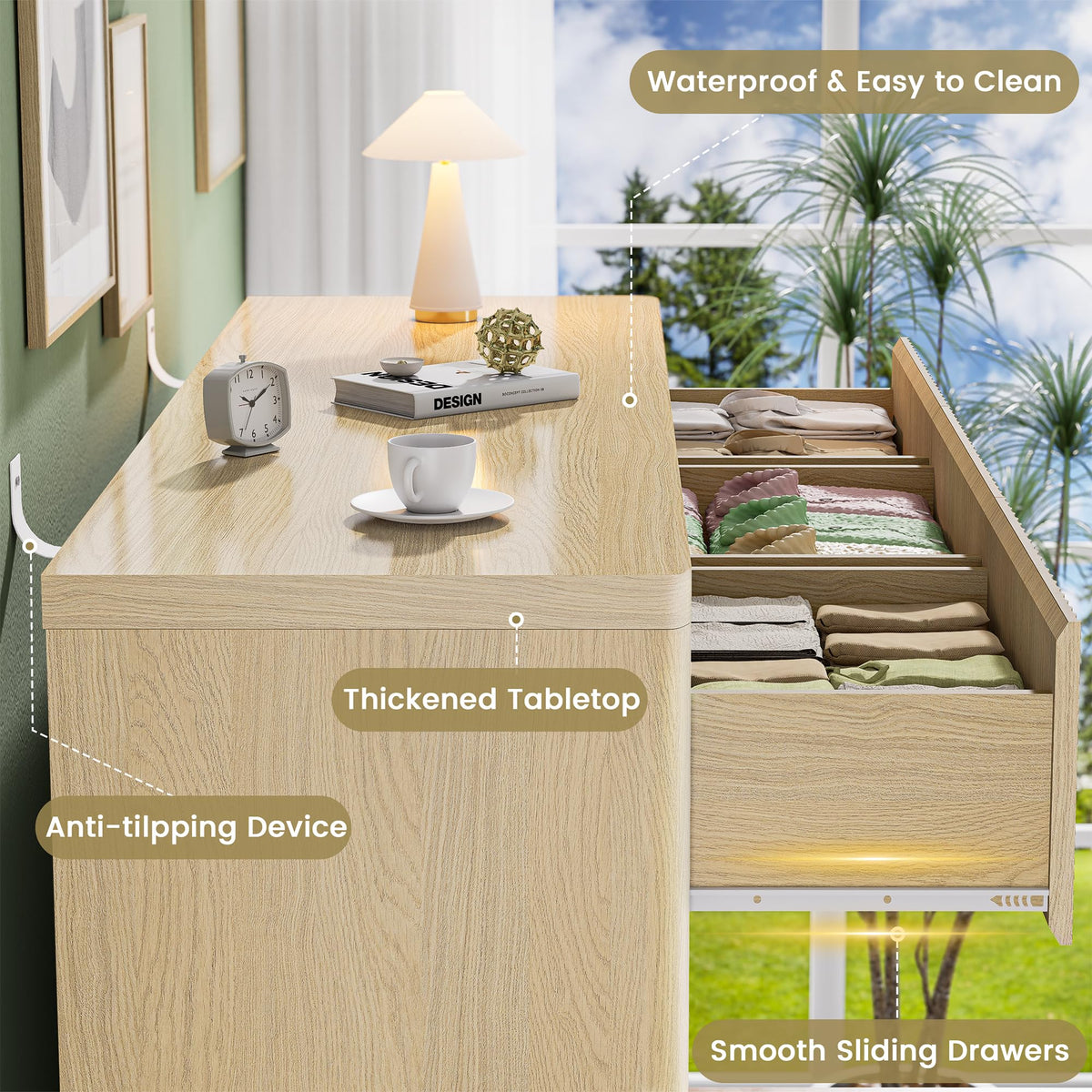 Fluted 9 Drawers Dresser