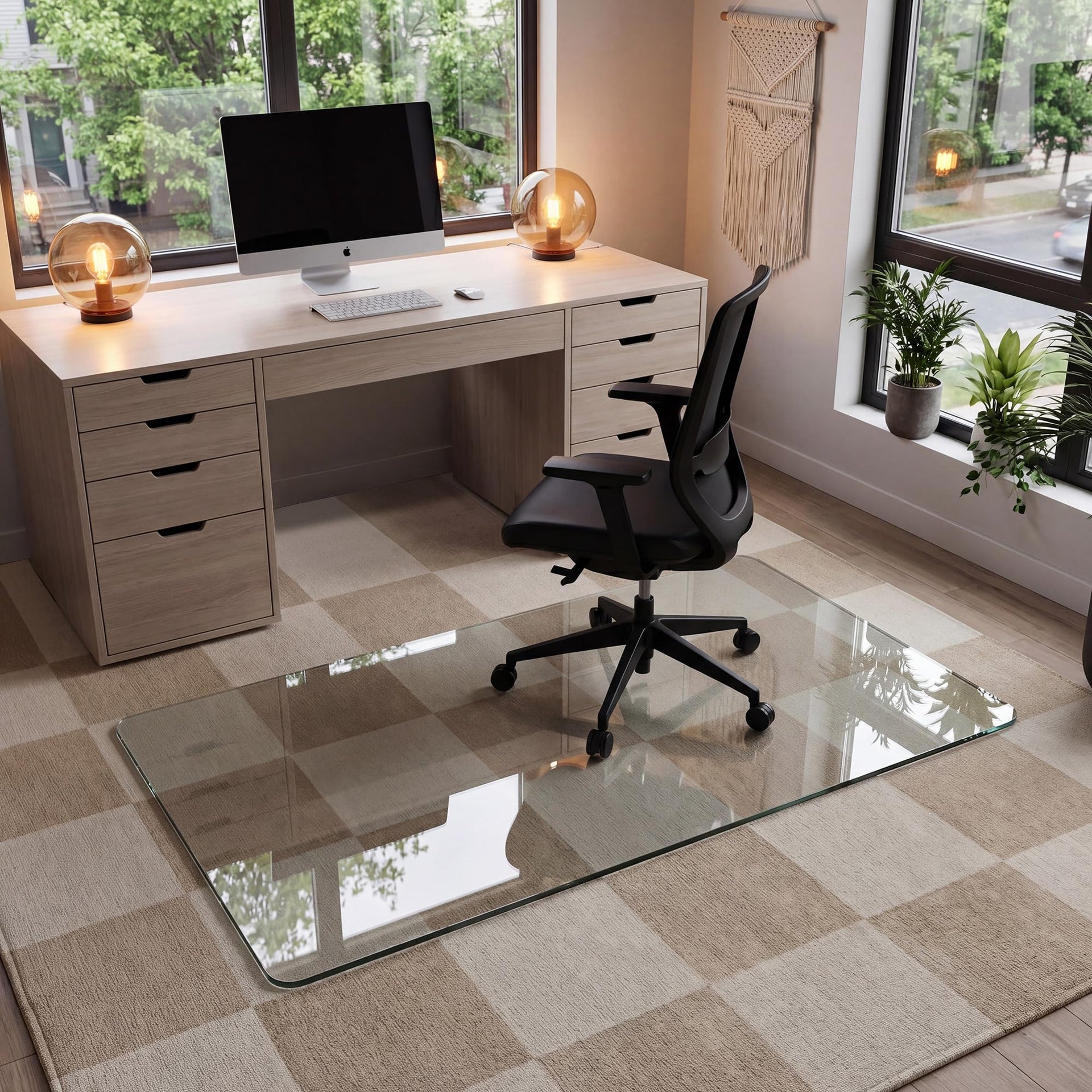 30"x55" Tempered Glass Chair Mat for Carpet & Hardwood Floors