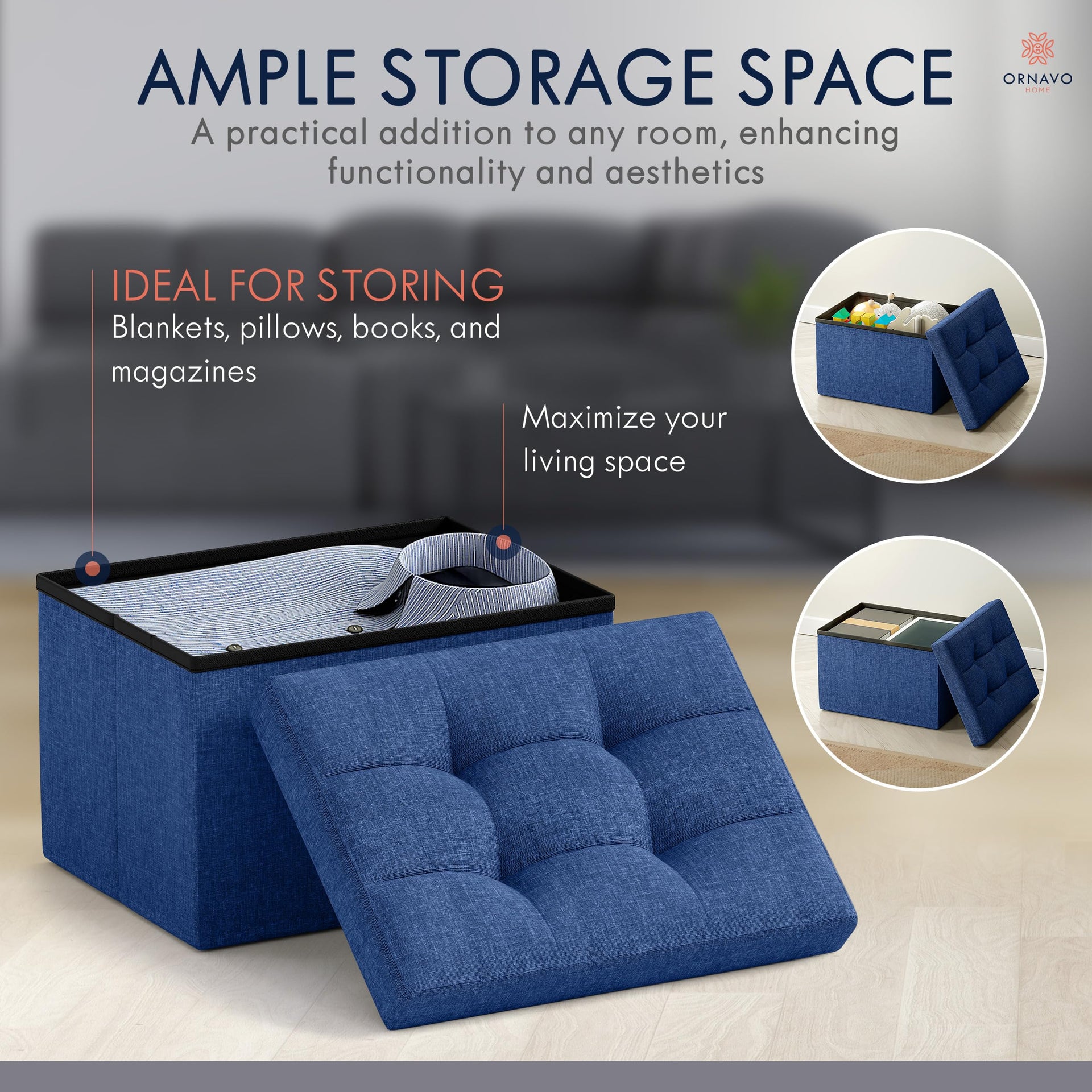 Small Rectangle Storage Ottoman