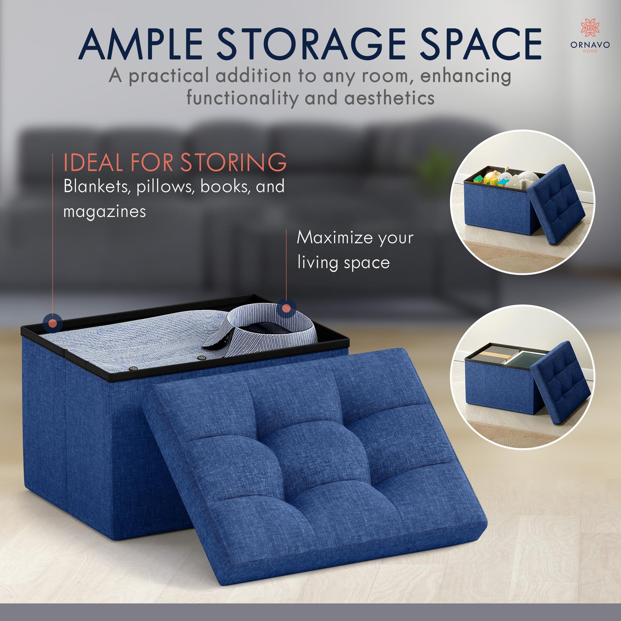 Small Rectangle Storage Ottoman