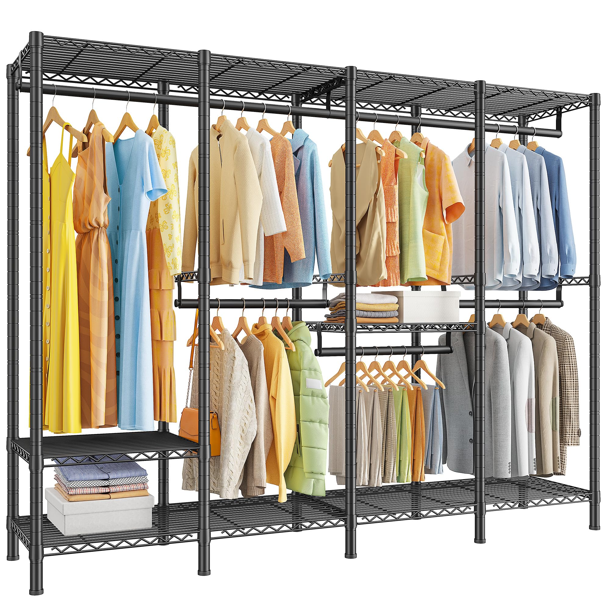 Clothes Rack Heavy Duty 1100 LBS Capacity Clothing Racks for Hanging Clothes Adjustable Garment Rack