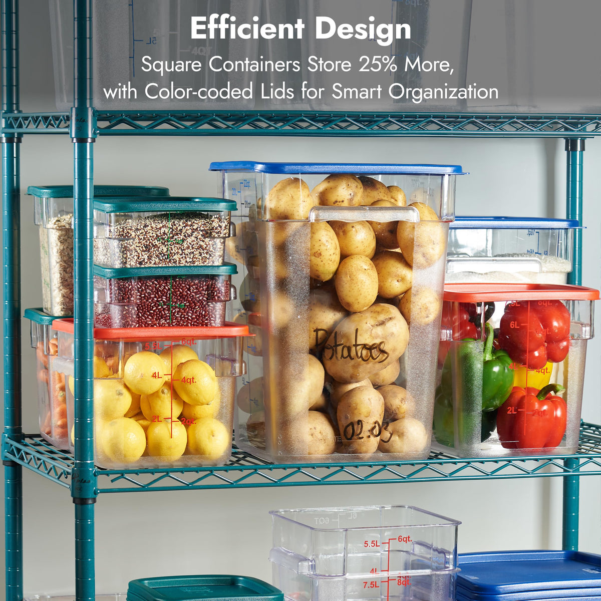 4 Pack Food Storage Containers with Blue Lids (4 Count)