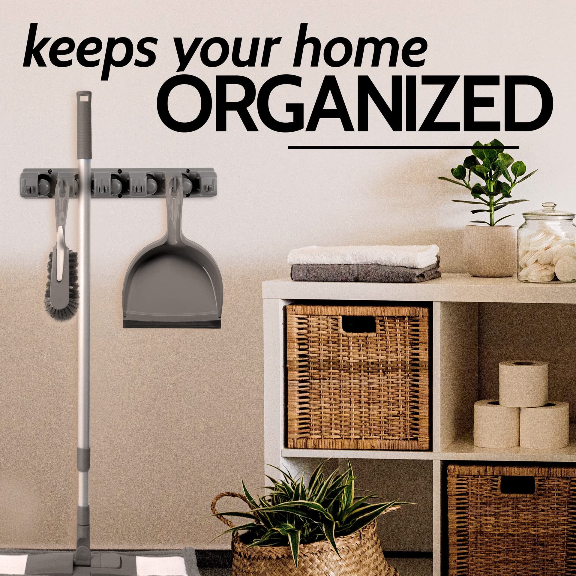Mop and Broom Organizer Wall Mount