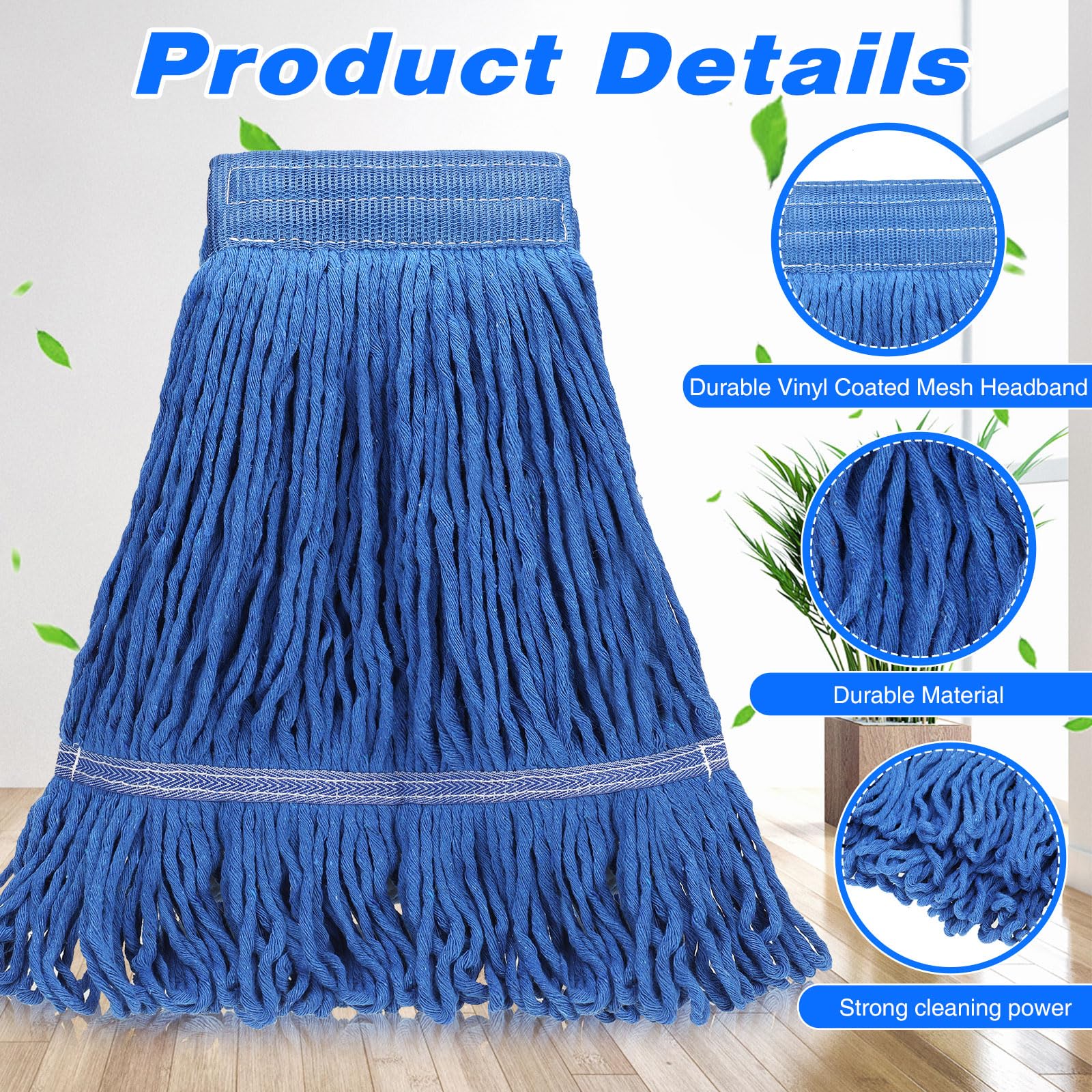30 Pieces Commercial Mop Head Replacement Floor Cleaning Wet Mop Heads Heavy Duty Large Cotton String Sweeper Refills for Industrial Home Use (30 Count)