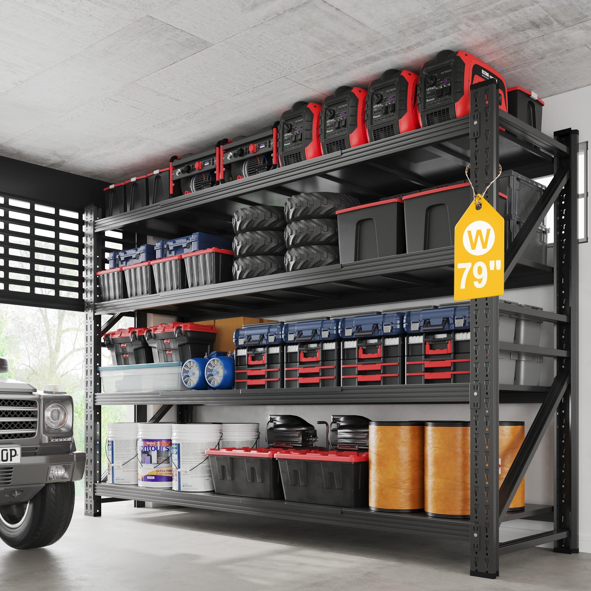 7000LBS Metal Steel Storage Shelves (4 Count)