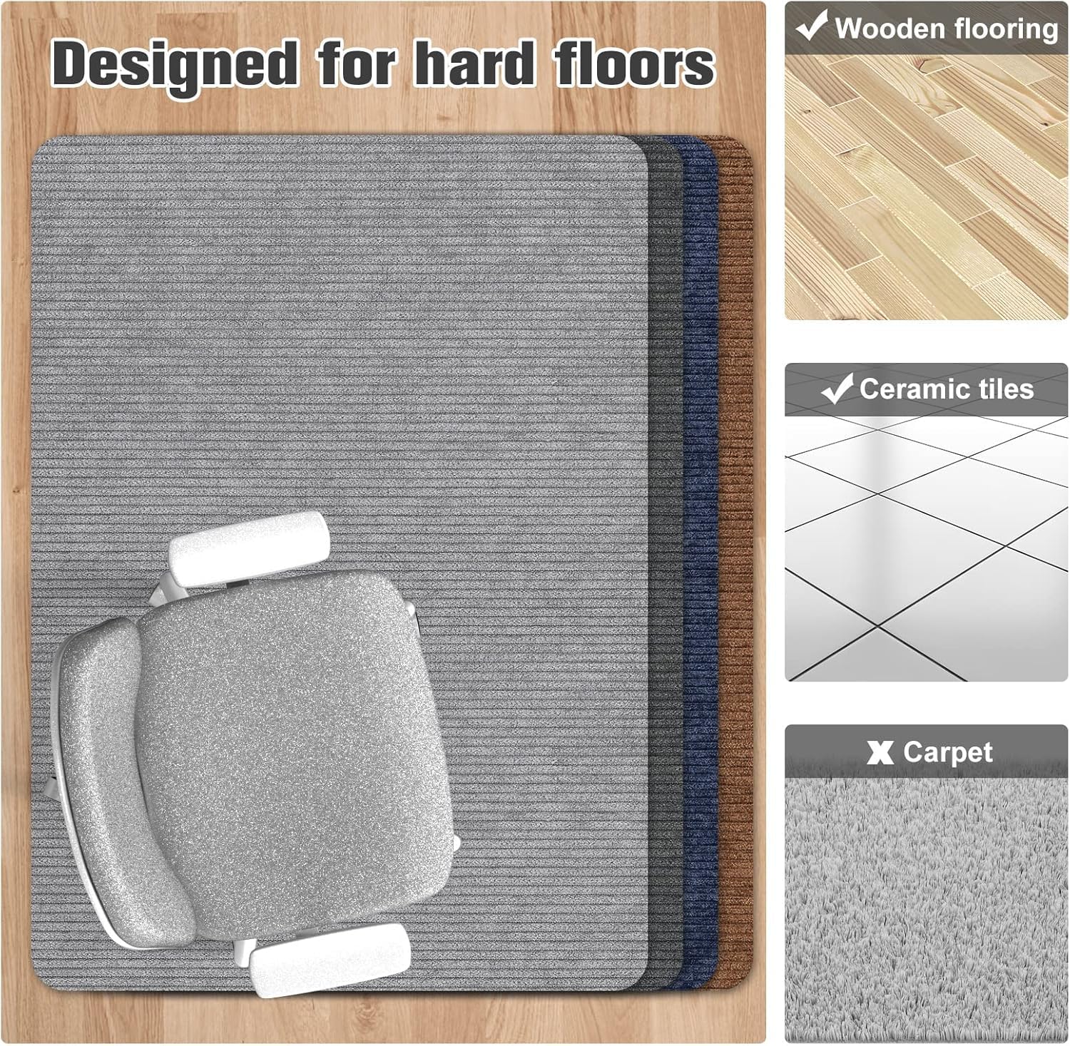 Desk Chair Mat for Hardwood Floor Corduroy Surface 1