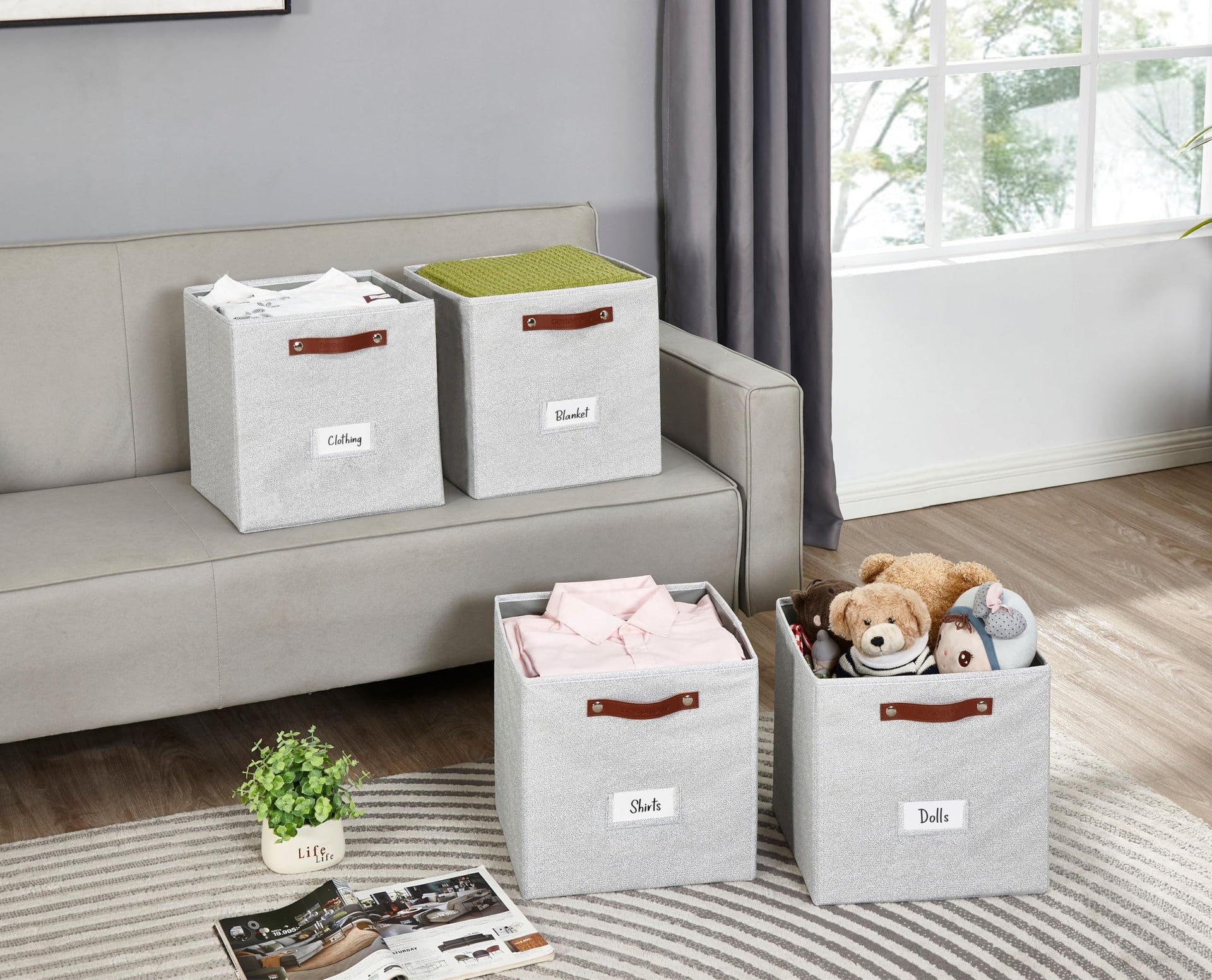Storage Bins Storage Baskets for Shelves (4 Count)