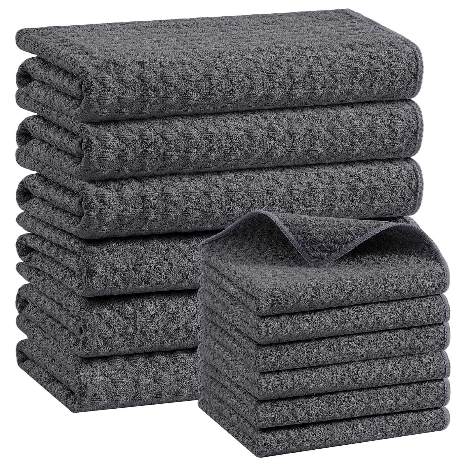 Microfiber Kitchen Towels and Dishcloths Sets (12 Count)