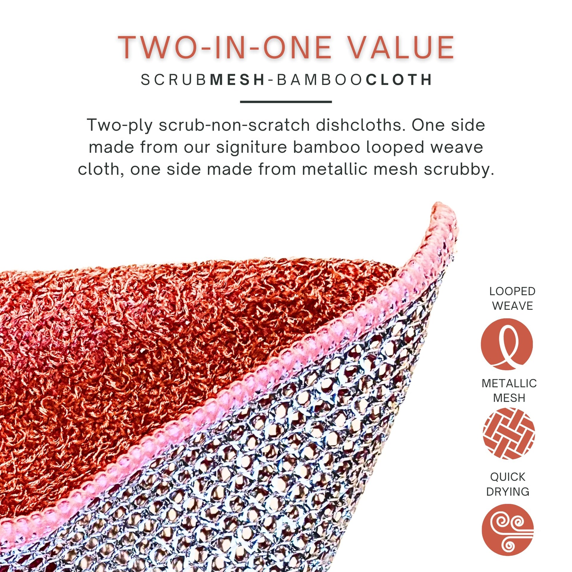 Scrubbing Dishcloths 2ply Mesh Scrub Reusable Dishrag 6pk 6x7in