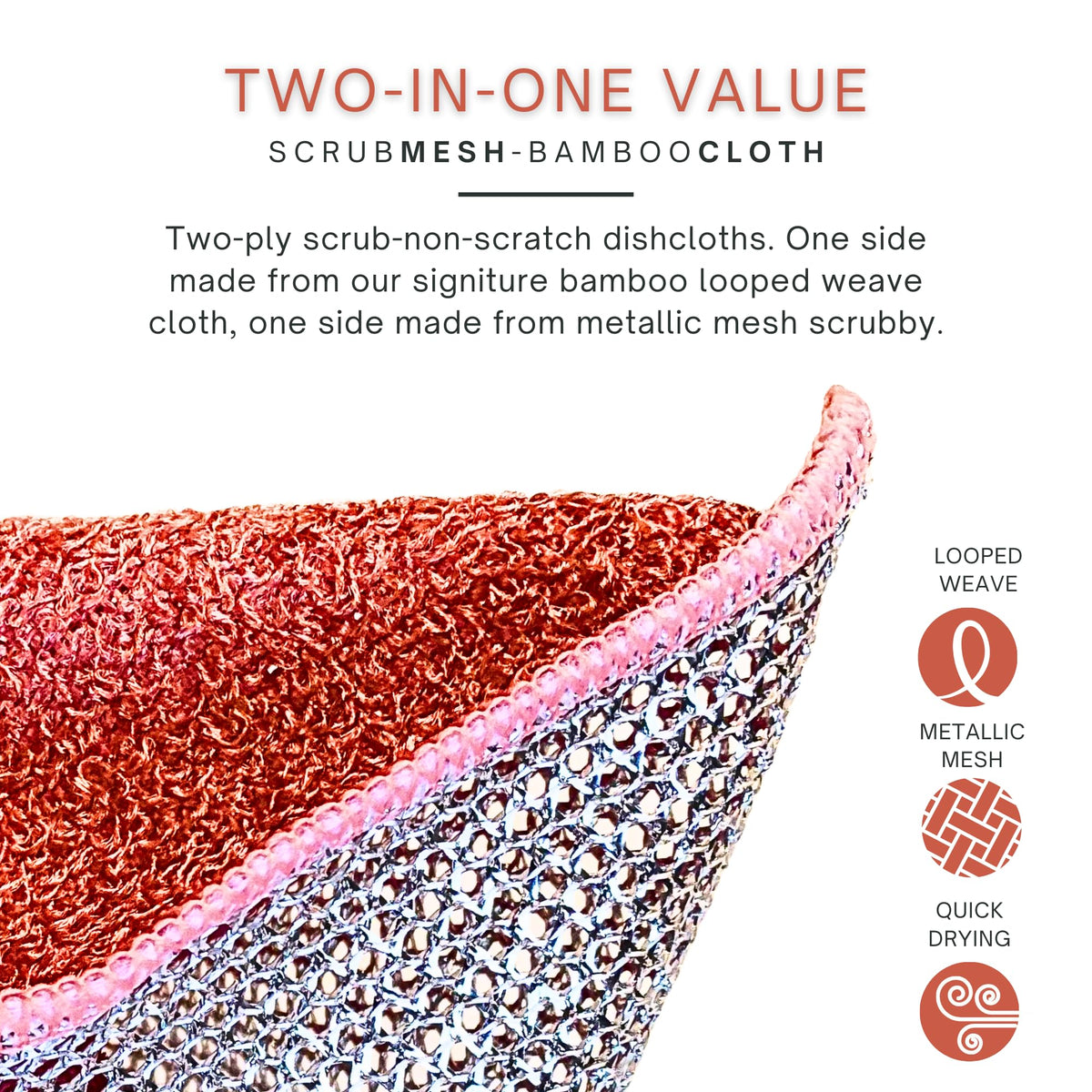 Scrubbing Dishcloths 2ply Mesh Scrub Reusable Dishrag 6pk 6x7in