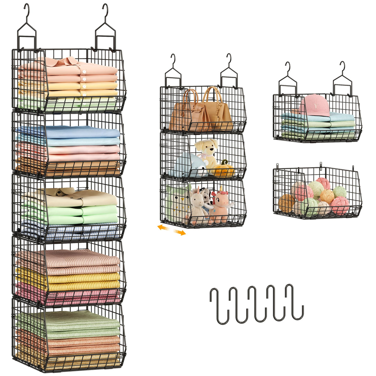 Capacity Upgrade Edition Deeper 4'' 5 Tier Foldable Hanging Closet Organizer and Storage