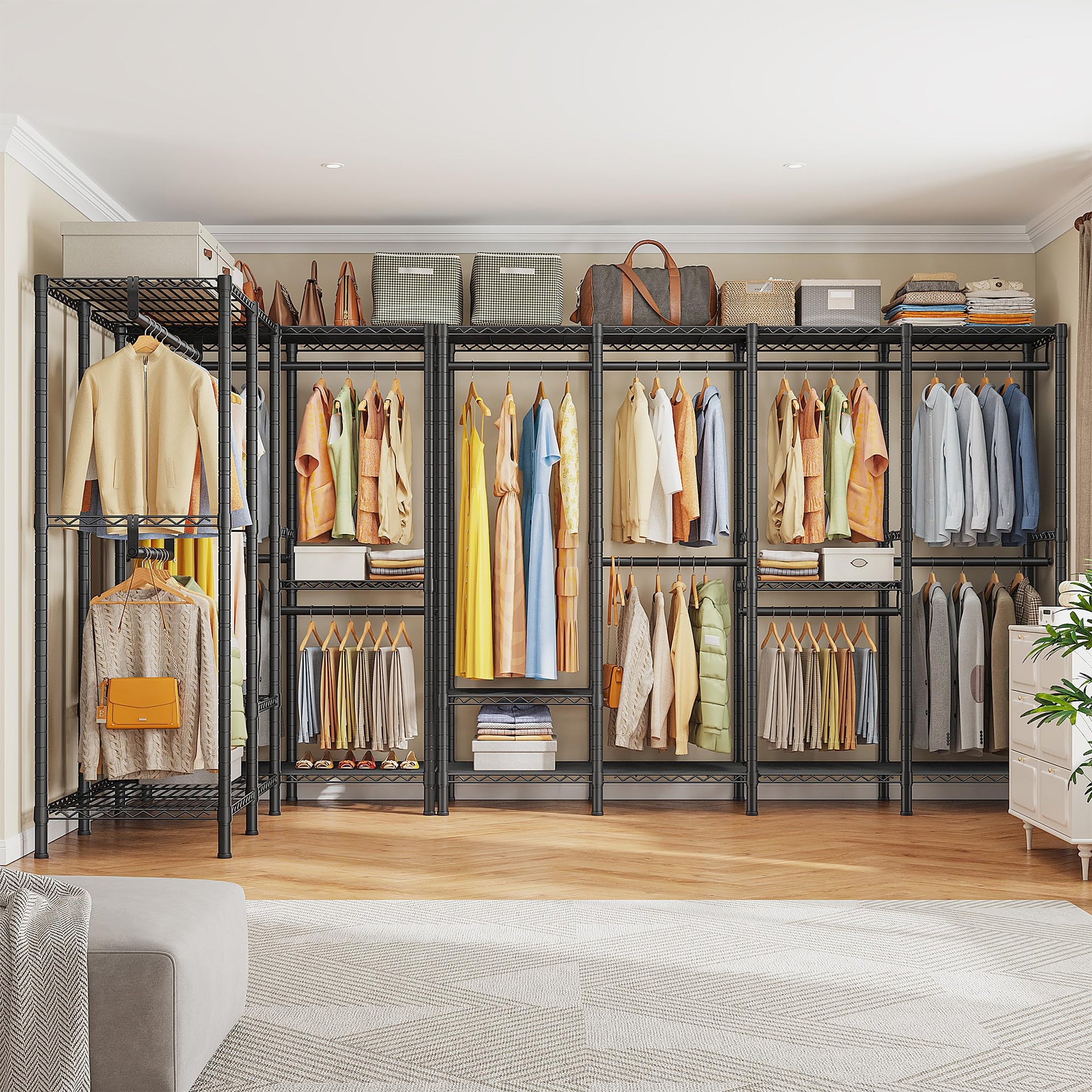 Clothes Rack Heavy Duty 1100 LBS Capacity Clothing Racks for Hanging Clothes Adjustable Garment Rack