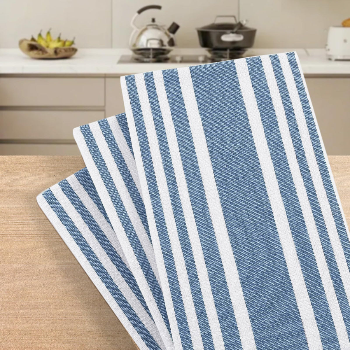 Premium Cotton Stripe Kitchen Towels 3 Pack (3 Count)