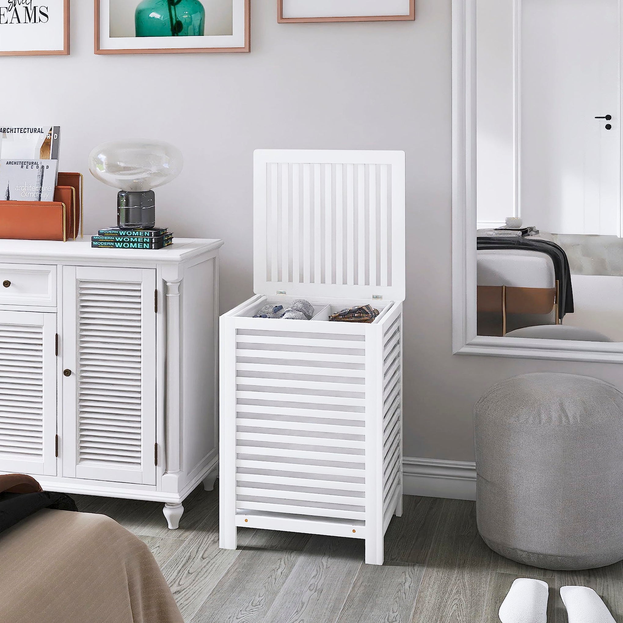 Double Laundry Hamper with Lid