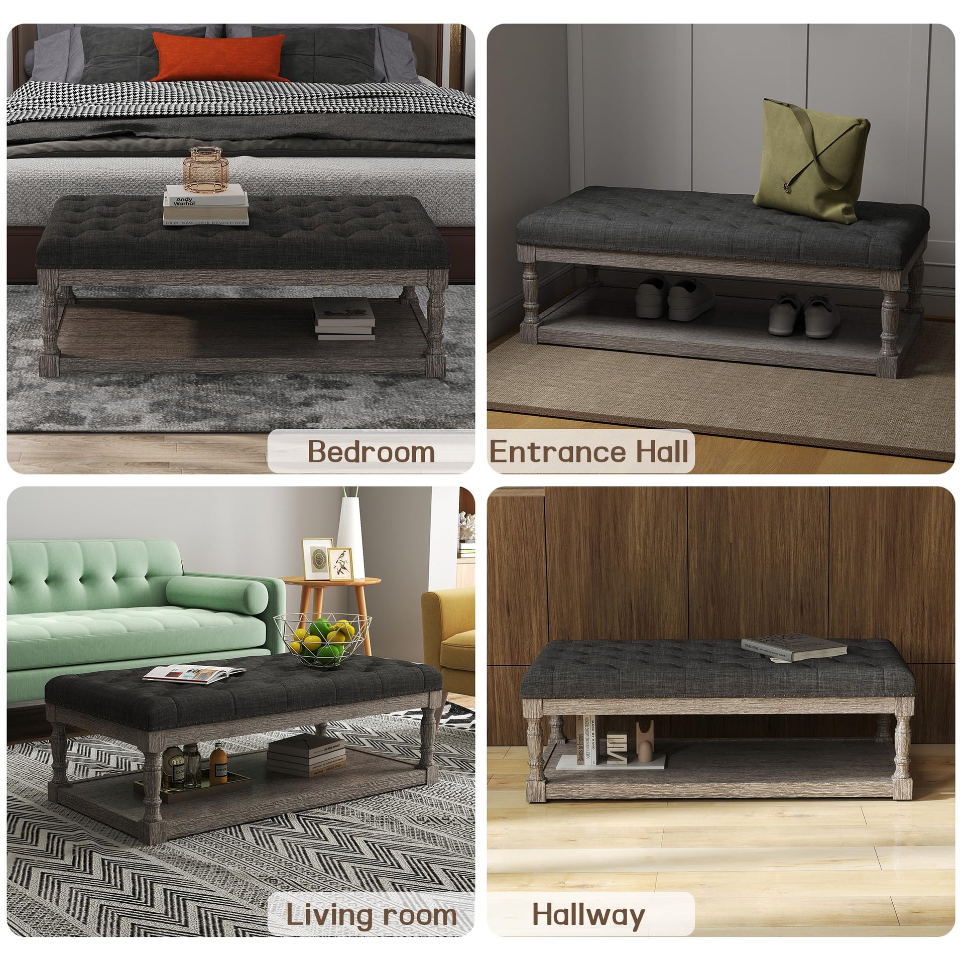 48" Large Ottoman with Storage Coffee Table