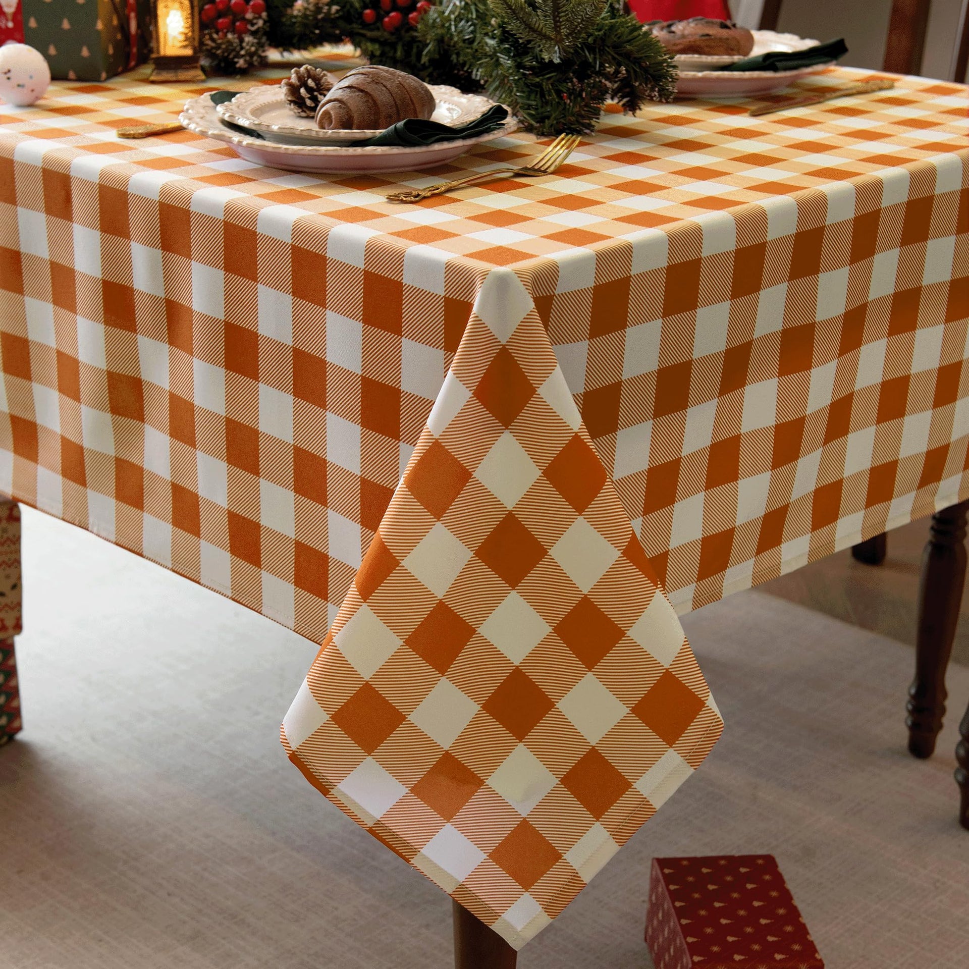 Classic Gingham Plaid Tablecloth Fabric