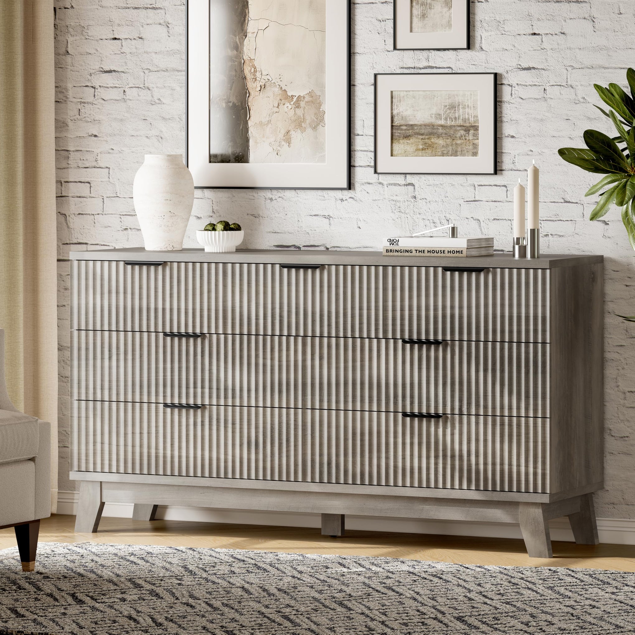 Fluted Dresser with 7 Drawers
