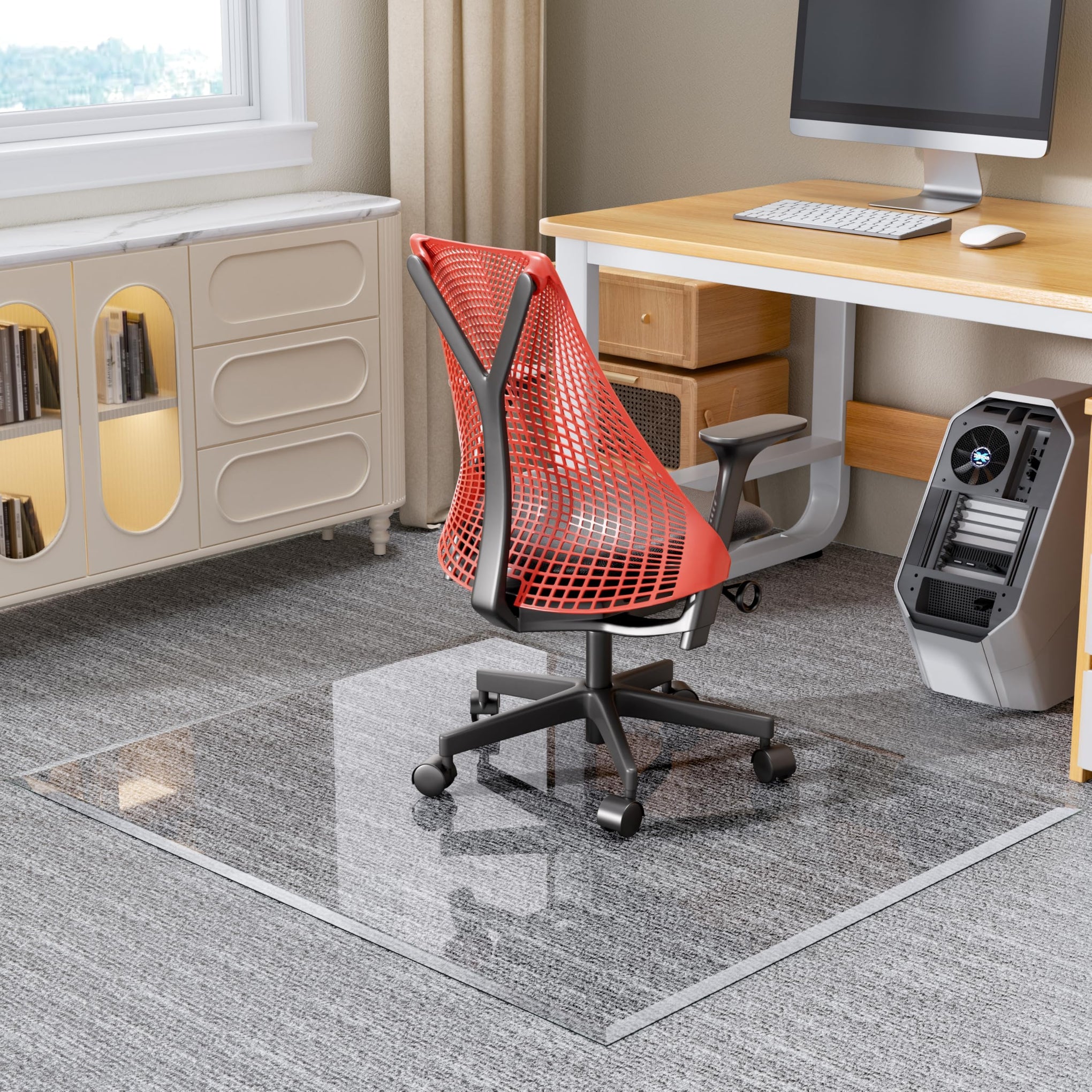55“x46” Beveled Edge Tempered Glass Chair Mat