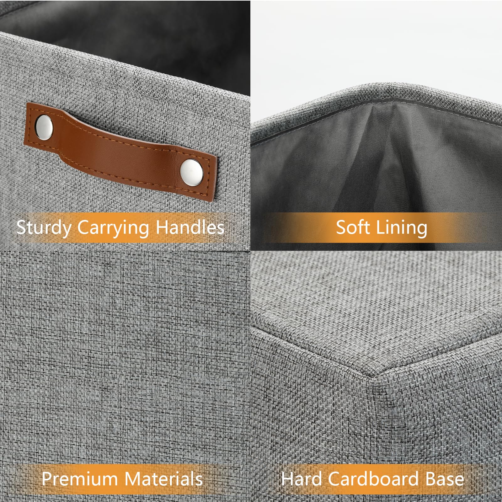 Large Storage Baskets for Blankets Living Room 51L Canvas Storage Baskets for Organizing 3 Pack Collapsible Baskets Bins for Organizing Home Office with Handles (3 Count)
