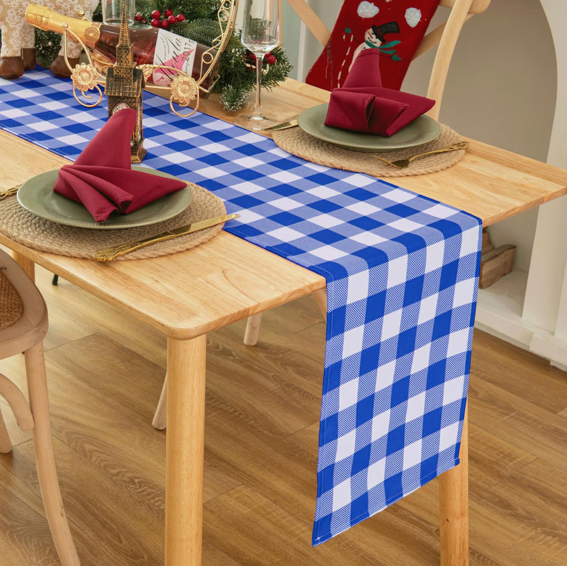 Waterproof Checkered Tablecloth Runner Fabric