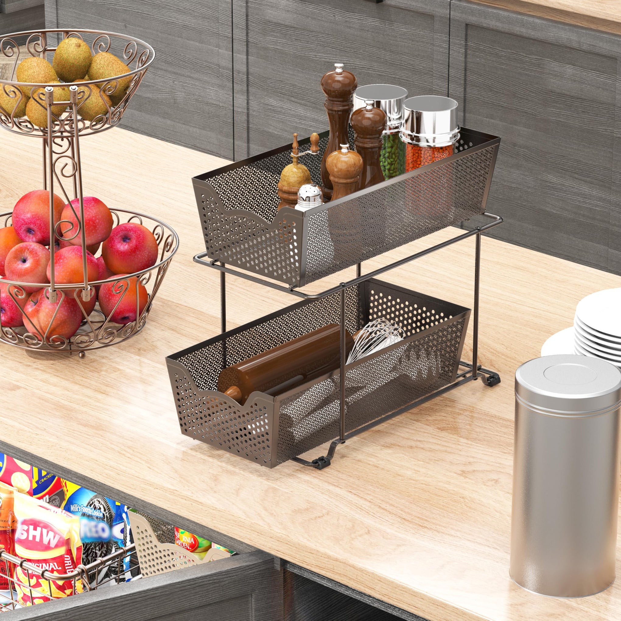 Cabinet 2 Tier Perforated Basket Drawer (2 Count)