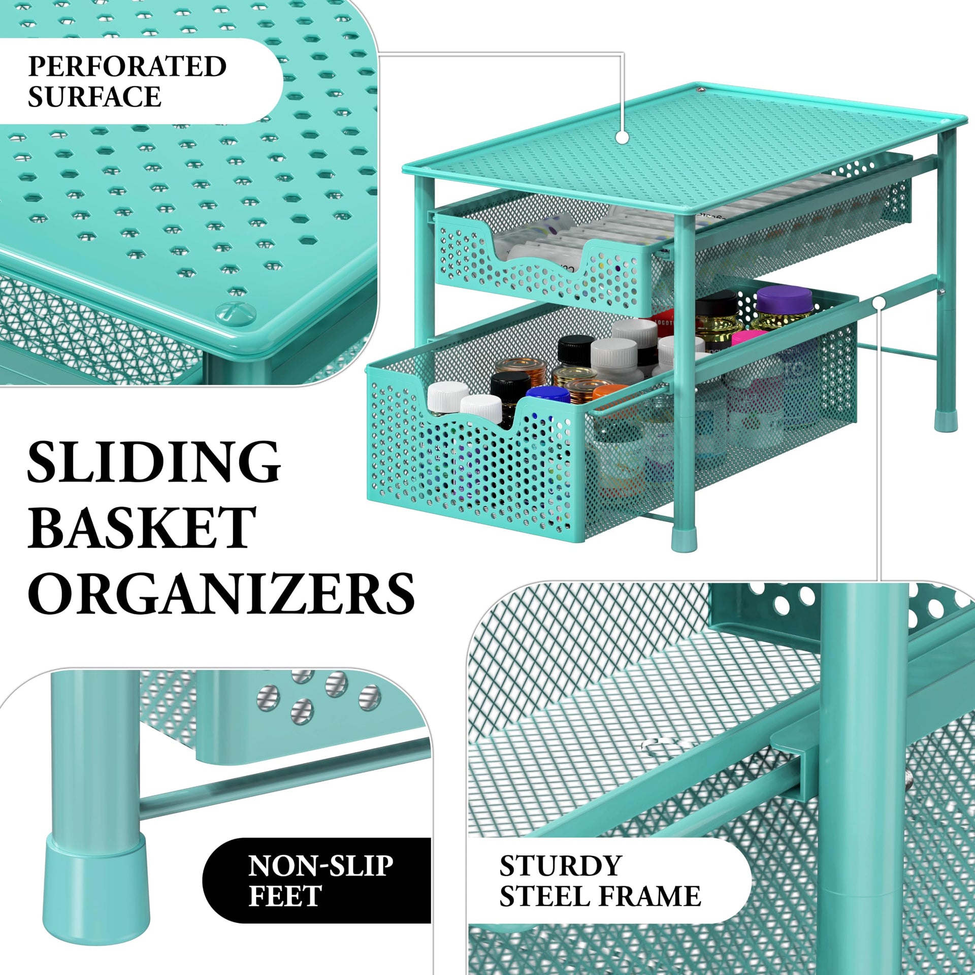 Stackable 2 Tier Sliding Basket Drawer