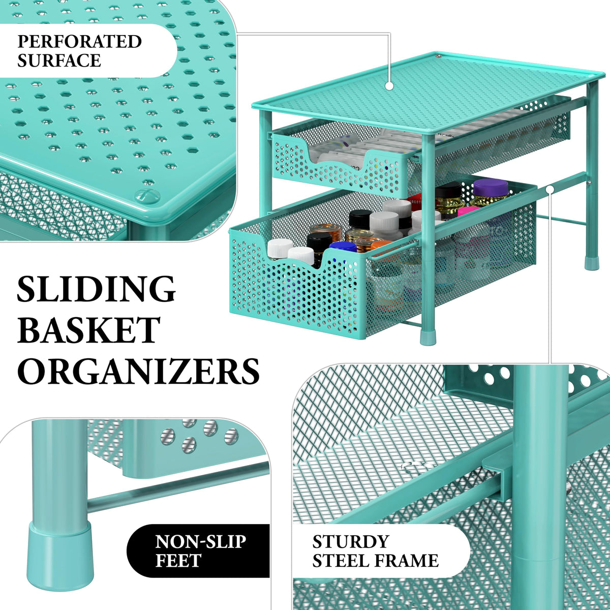 Stackable 2 Tier Sliding Basket Drawer