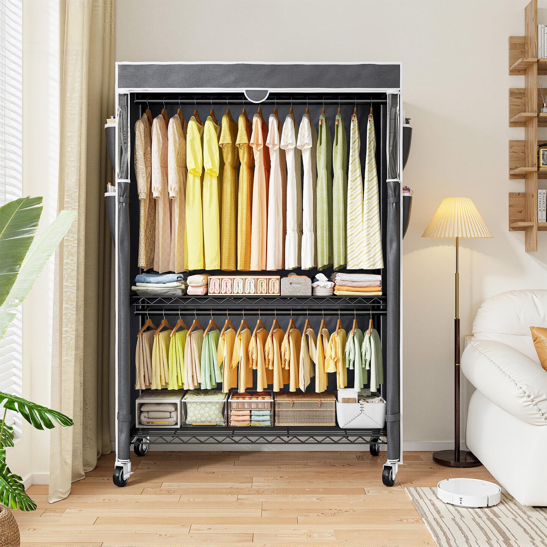 Rolling Clothes Rack with Cover